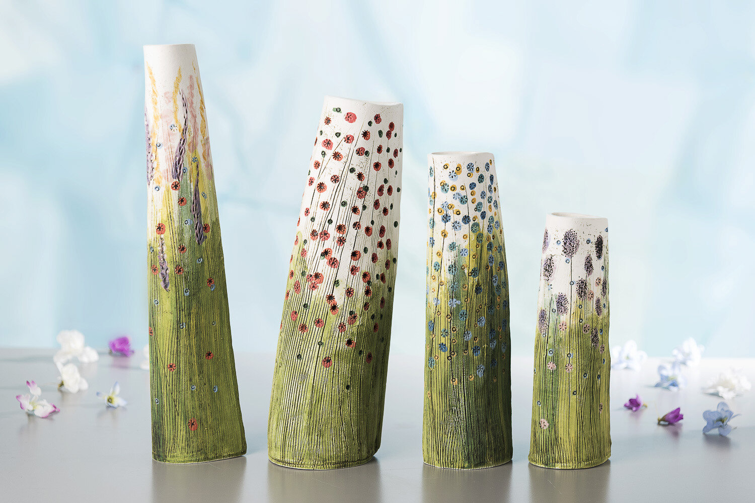 Floral vases, design and made by Ellen woods