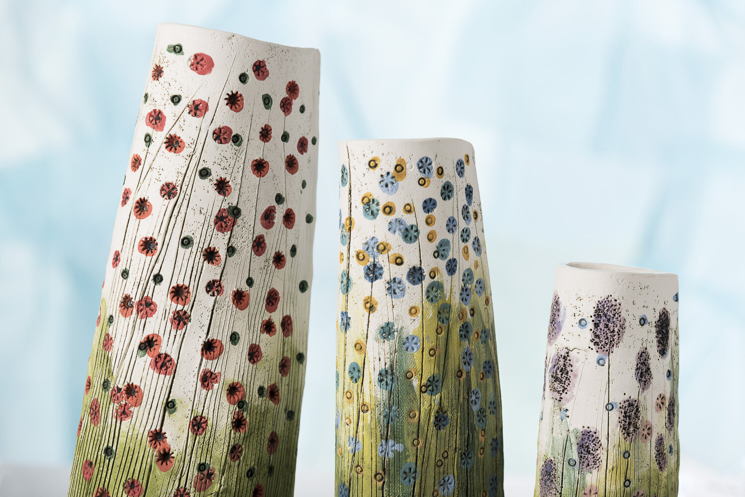 Floral vases, design and made by Ellen woods