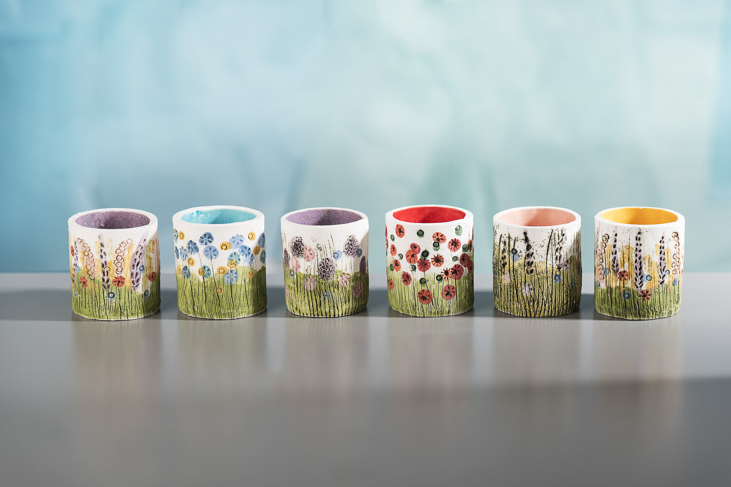 Floral vases, design and made by Ellen woods