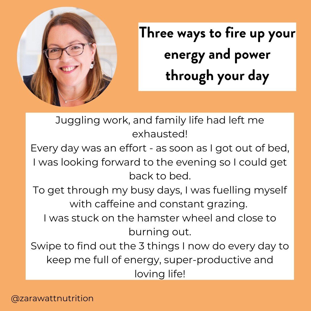 Three ways to fire up your energy and power through your day

Juggling work, and family life had left me exhausted!
Every day was an effort - as soon as I got out of bed, I was looking forward to the evening so I could get back to bed.
To get through