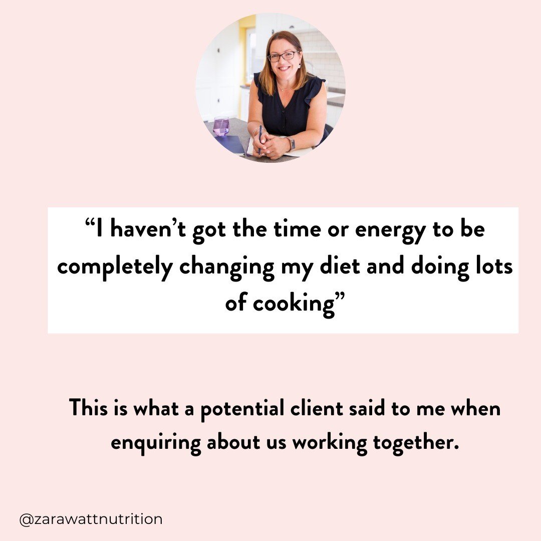 This lady contacted me because she had no energy, was constantly hungry and was really irritable (her words).

But straight away she was putting up barriers as to how she couldn&rsquo;t possibly make any changes because it would all be too hard.

All