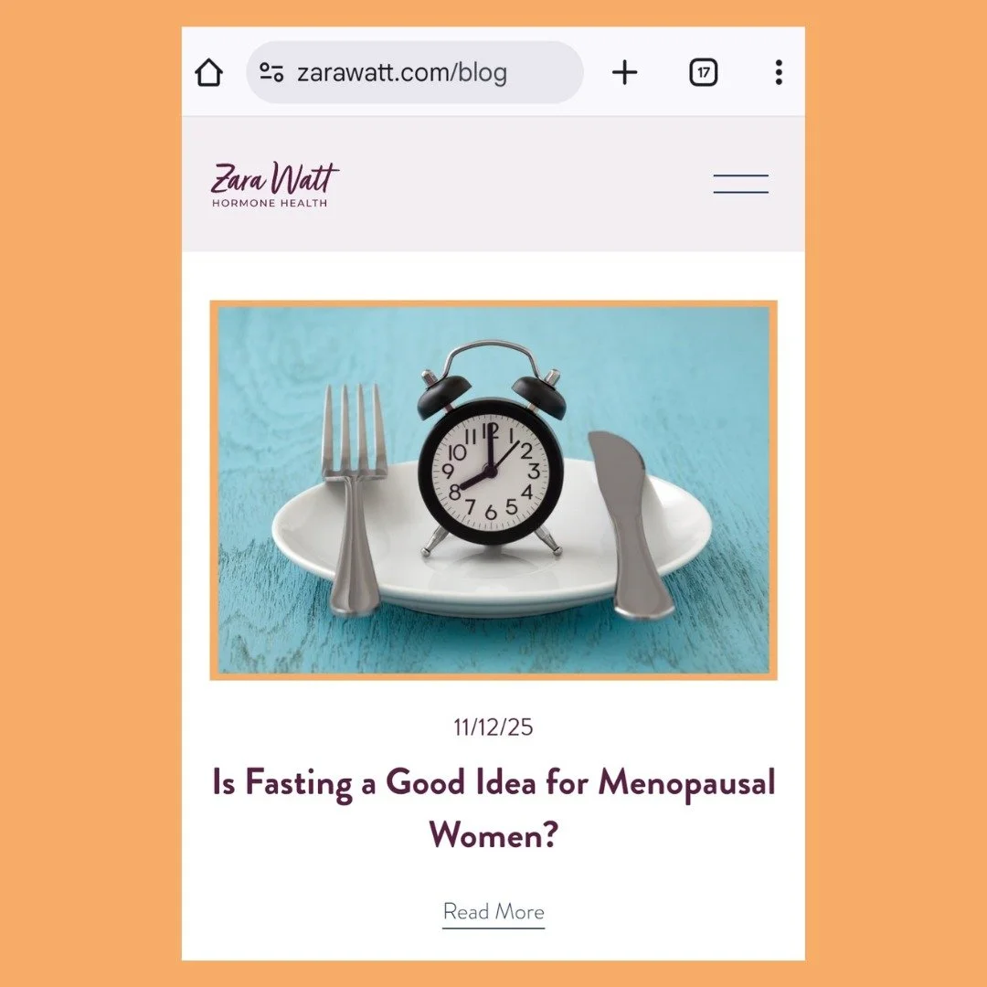 New blog on my website!!

Is Fasting a Good Idea for Menopausal Women?

This is a question that I am asked all the time.

Fasting, and intermittent fasting, has become one of the biggest health trends in recent years, and many women see it as a way t