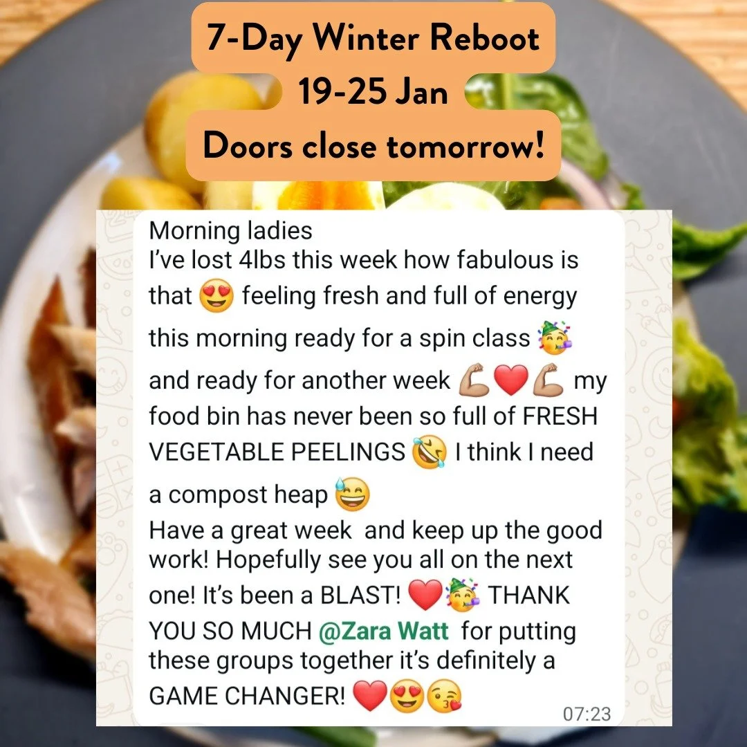 7-Day Winter Reboot 

19-25 January

Doors close tomorrow!

And we start on Monday.

Swipe through the slides to see just some of the feedback from the last 7-Day Reboot that I ran in September.

These are real women just like you, who have achieved 