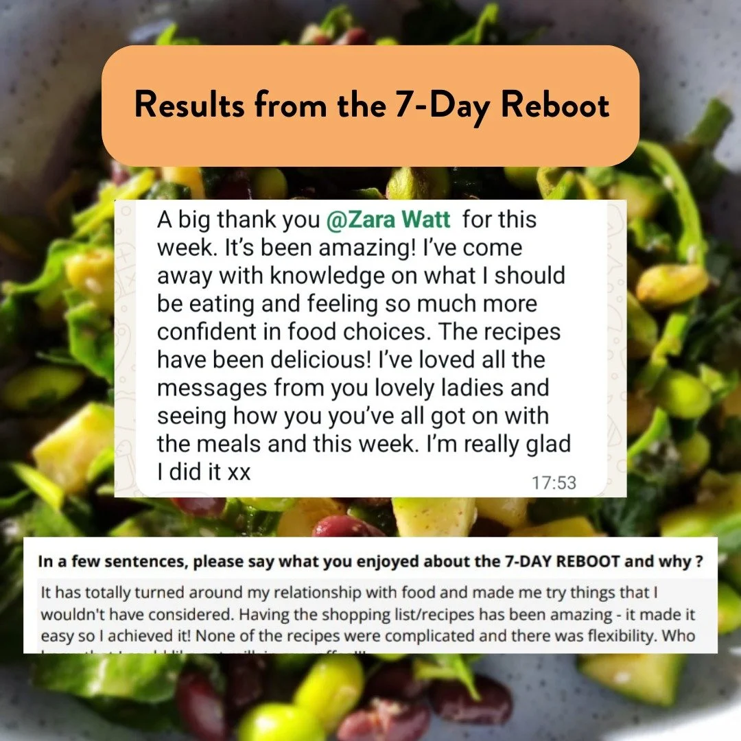 Last week I ran my 6th 7-Day Reboot.

7 days of delicious, hormone-friendly meals.

Plus a private WhatsApp group where all the ladies who took part supported and encouraged each other, shared photos of their meals, and cheered for everyone&rsquo;s a