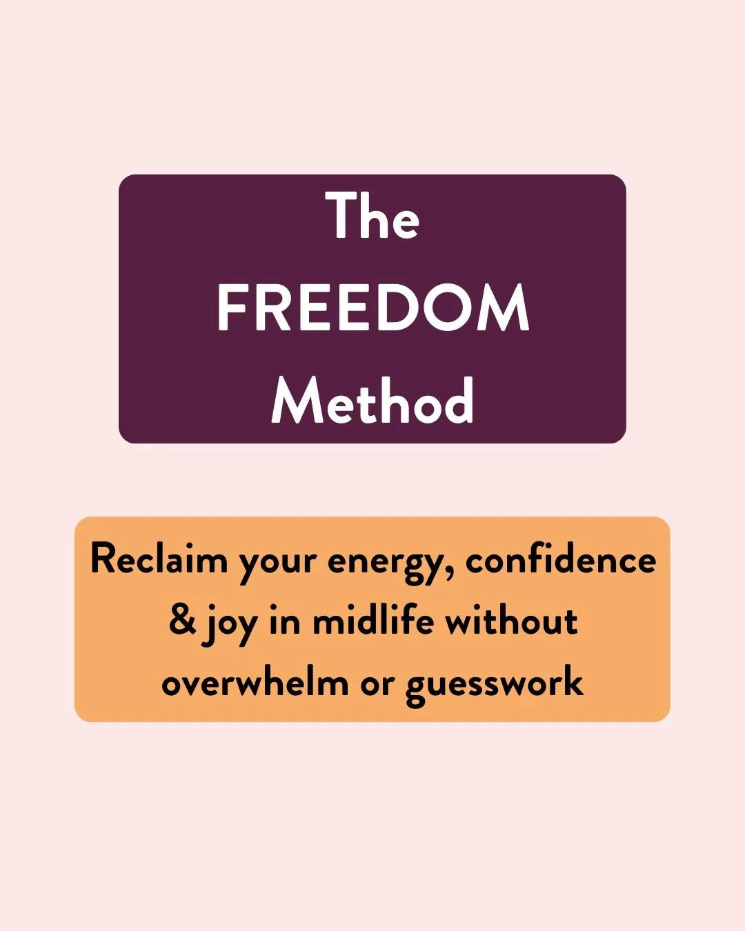 I designed The FREEDOM Method for midlife women just like you.

This high-level, 4-month, 1-to-1 experience is designed to help you get to the root cause of your symptoms, so you can get your life (and your spark) back.

If you&rsquo;re a midlife wom