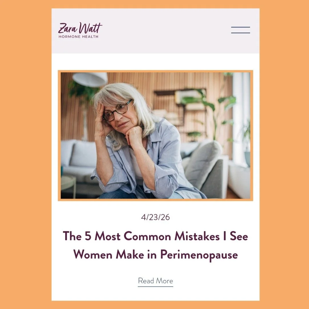 New blog on my website: &ldquo;The 5 Most Common Mistakes I See Women Make in Perimenopause&rdquo;

Perimenopause can feel like your body has suddenly started playing by a completely different set of rules.

One minute you&rsquo;re fine, the next you