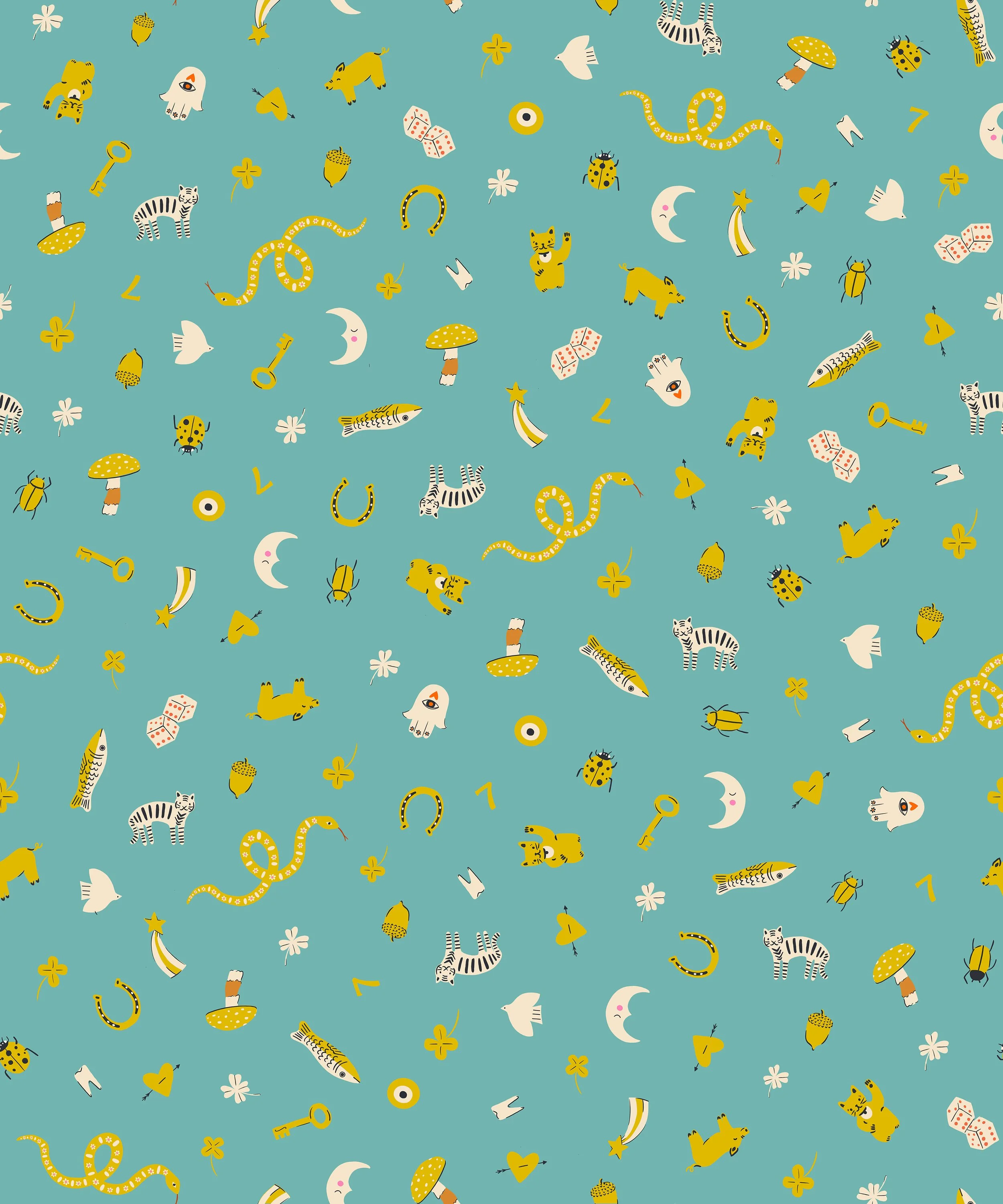 Oh Lucky - Turquoise - 1/4 Yard