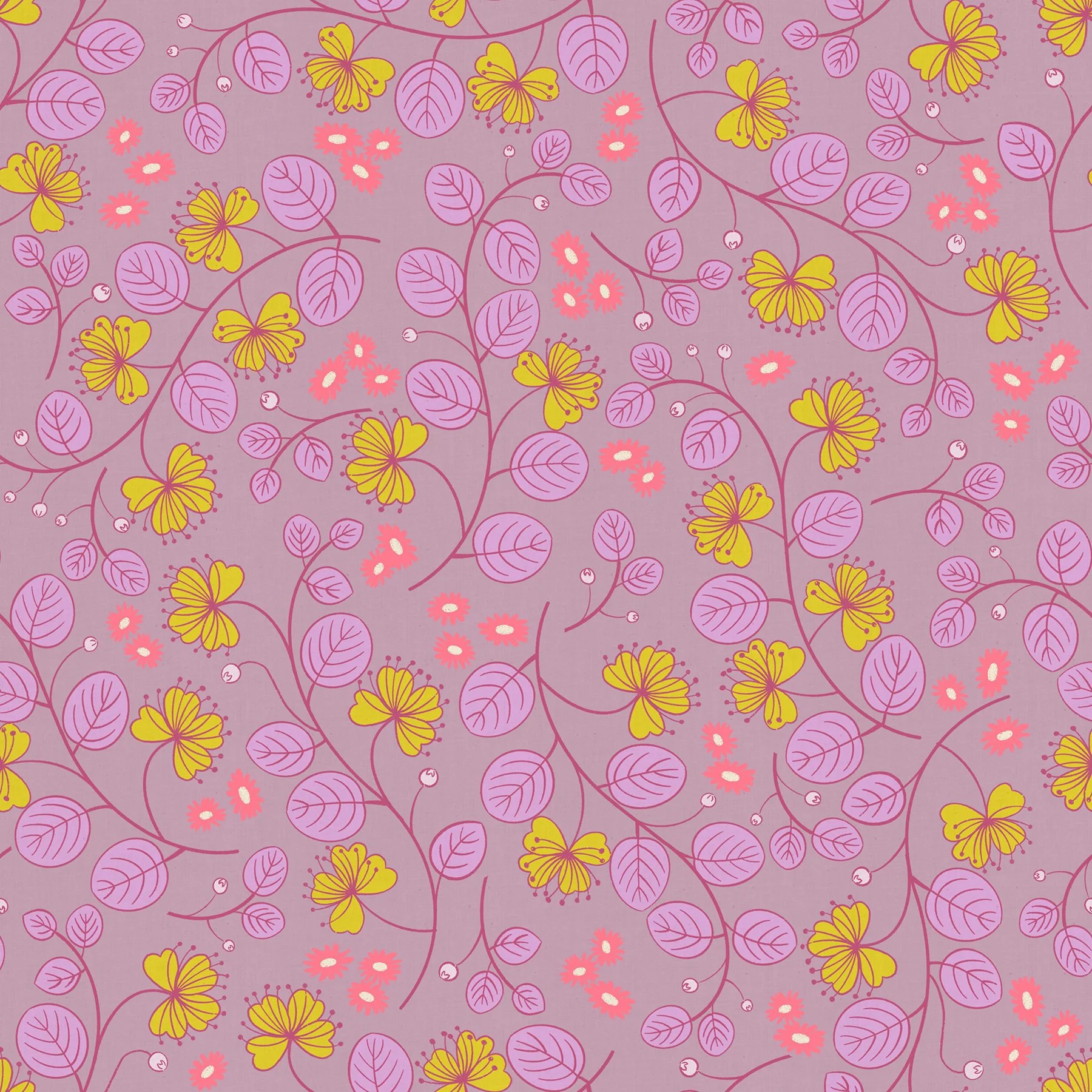 Vines - LoFi - Lilac Sold by the 1/4 yard