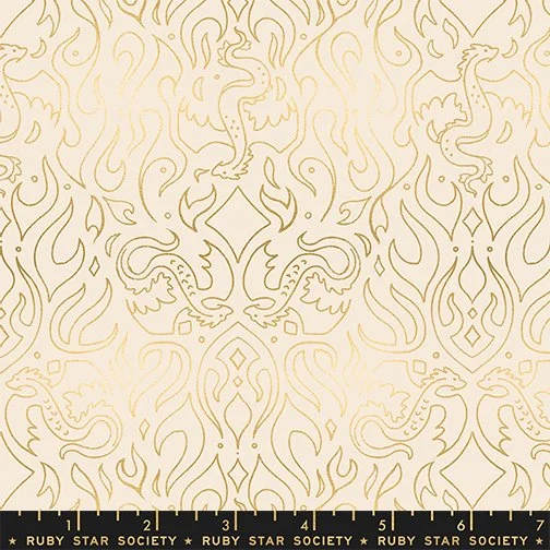 Fireglow - Metallic Line art - Shell - 1/4 Yard