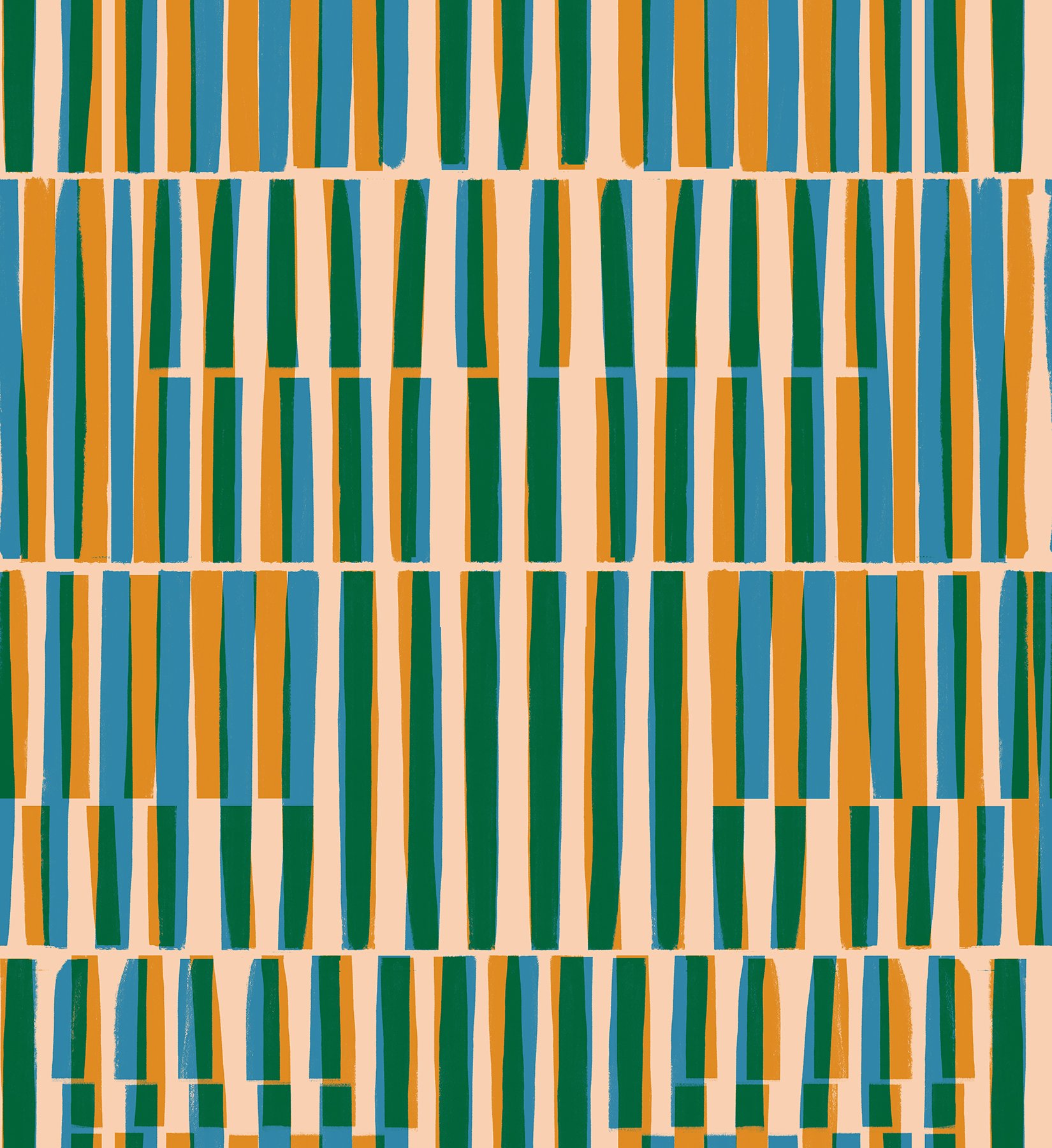 Geometry - Ladders in Blue and Green - Sold by the 1/4 yard