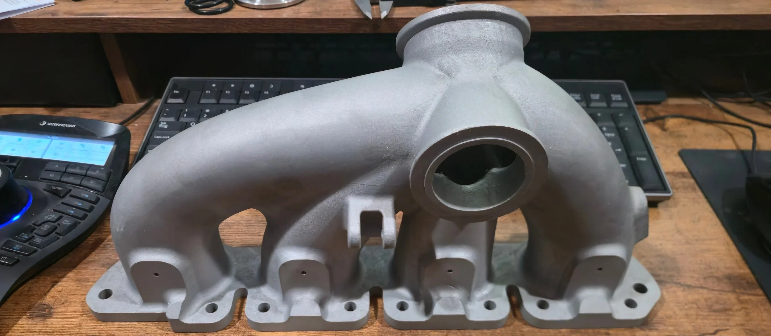 3d printed stainless turbo manifold (bottom)