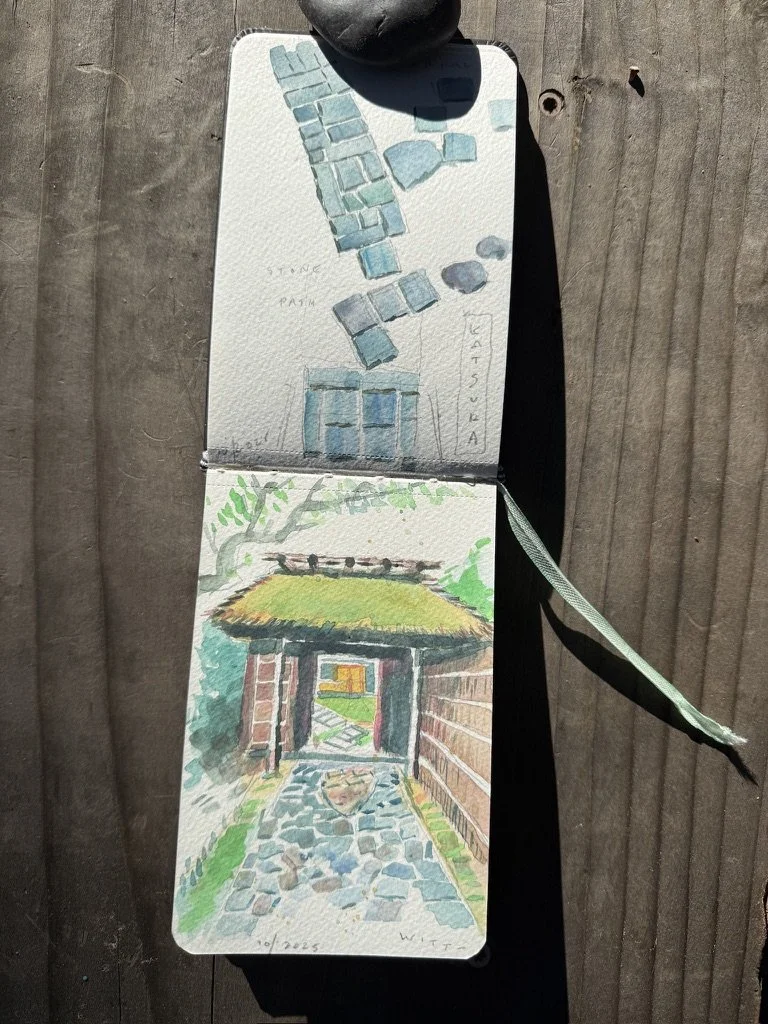 Painted view from Katsura Palace, Kyoto