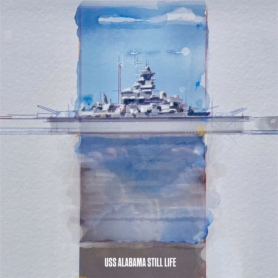 USS Alabama battleship watercolor from a group show in Alabama in September 2025