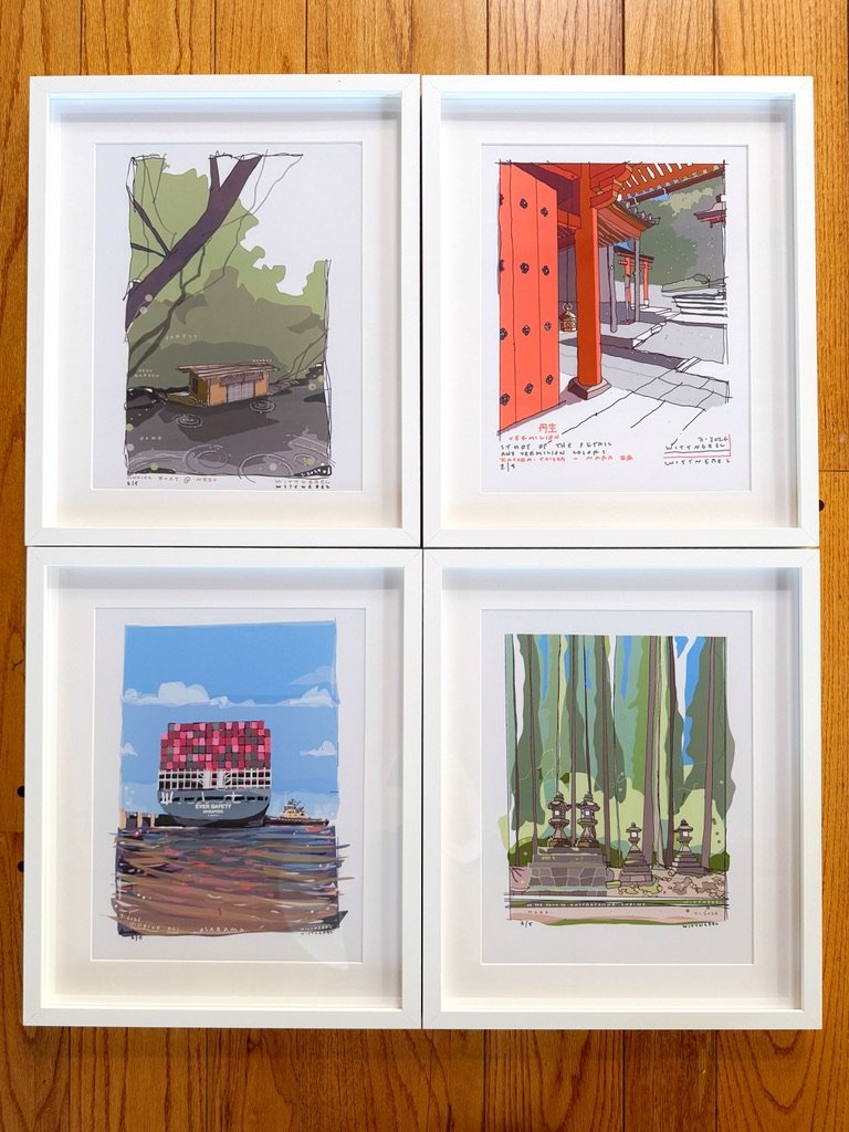 4 digital paintings from a group show in Alabama in September 2025