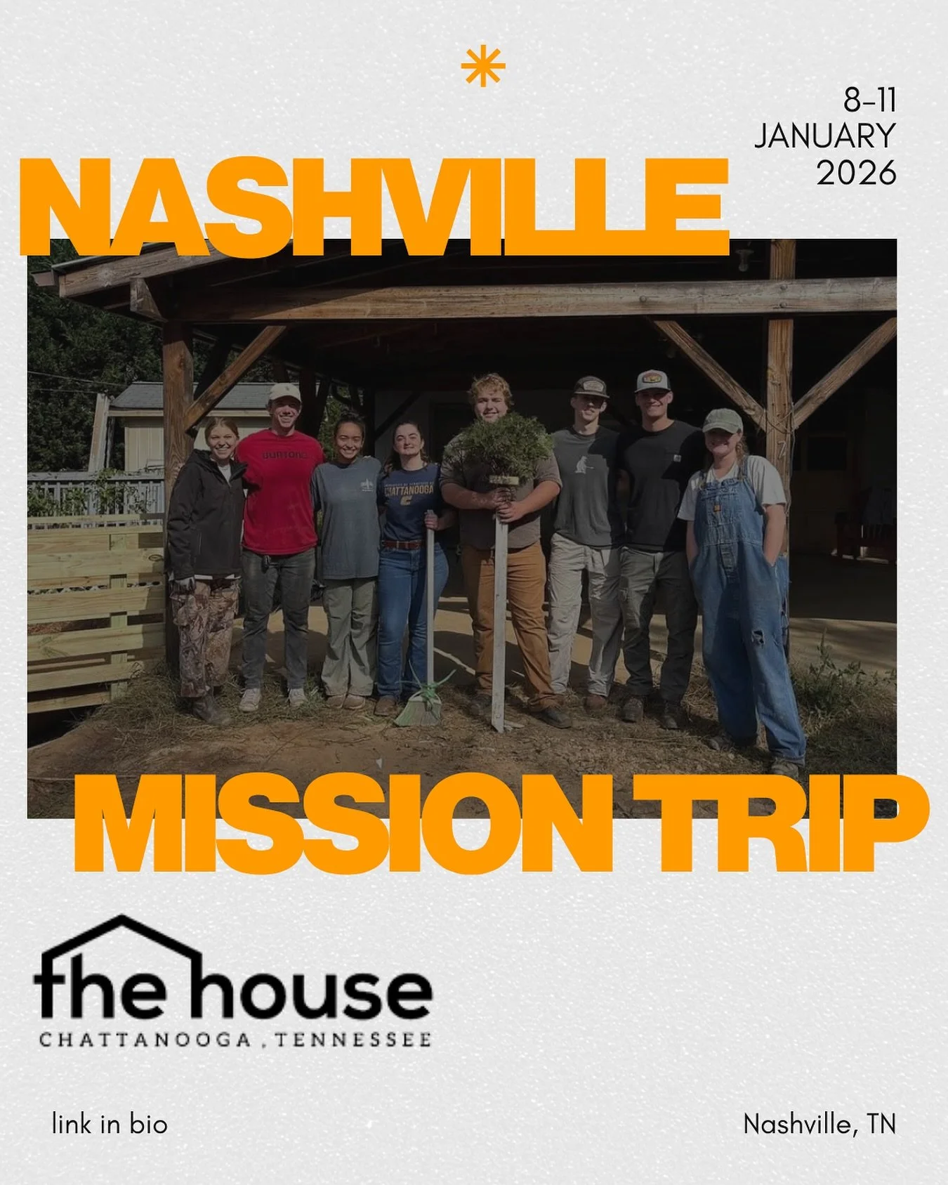 WE&rsquo;RE GOING TO NASHVILLE! We will be learning what it&rsquo;s like to serve in our day-to-day lives, while working alongside one another! We&rsquo;d love for you to join us! Click the link in our bio to follow our the form!