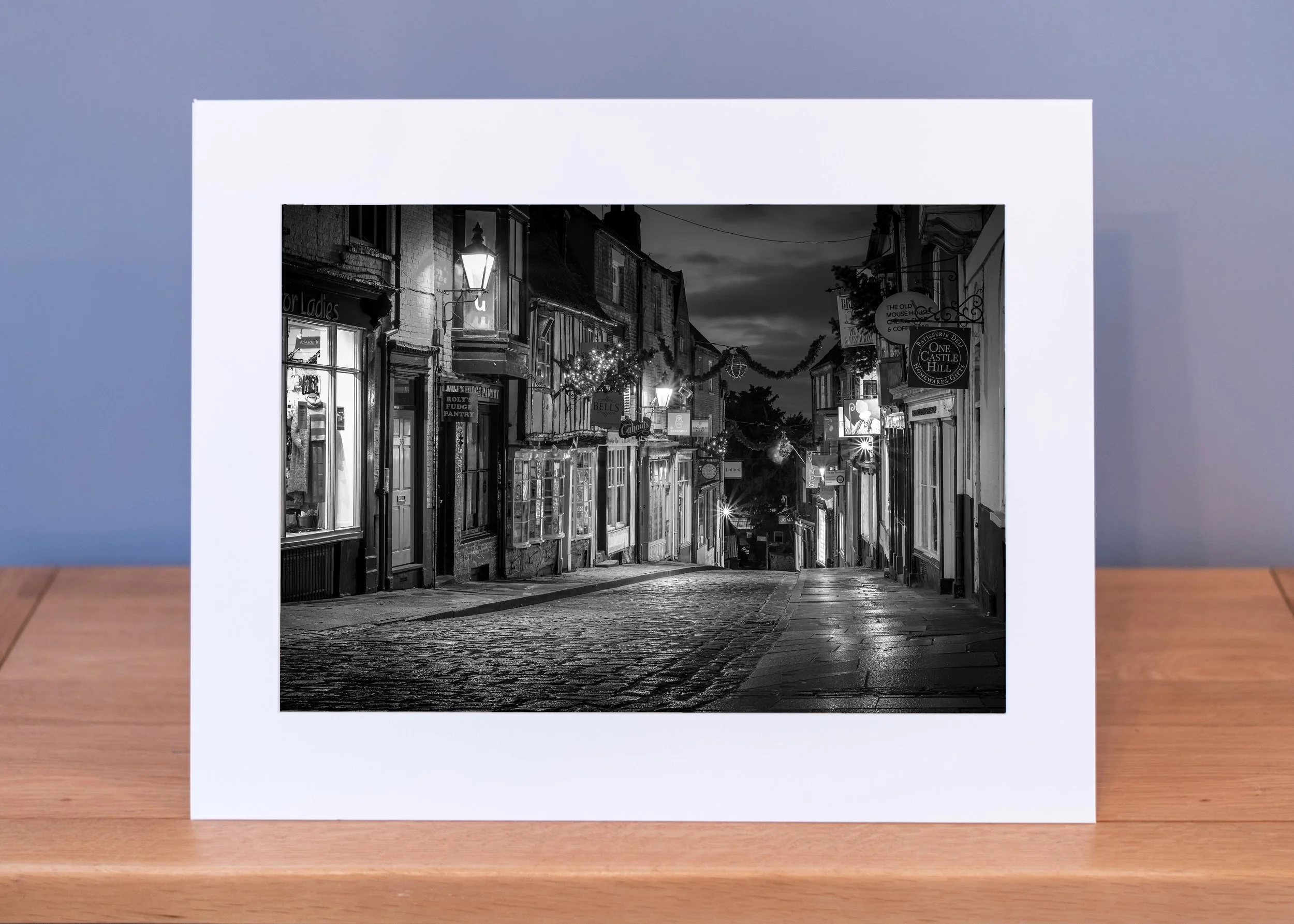 Steep Hill Lincoln in black and white