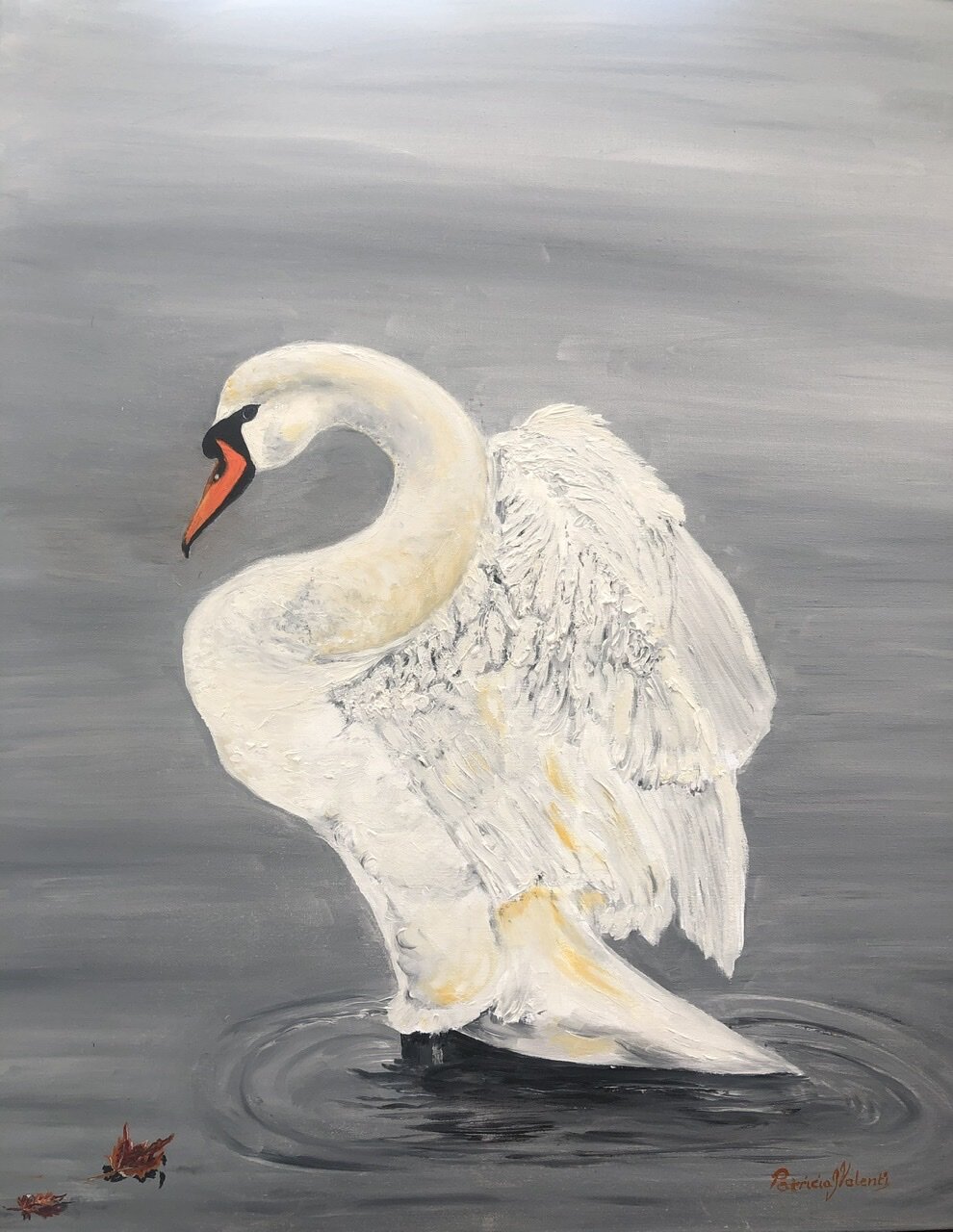 "Grace and Serenity" Swan Original Oil Painting by Patricia J Valenti
