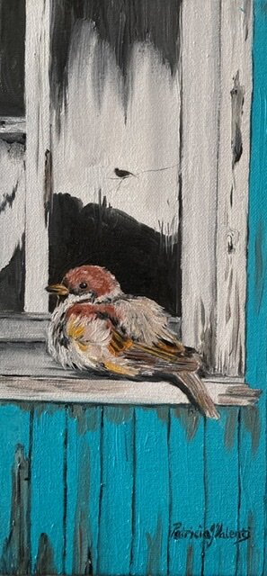 "Sparrow Rest" Original Oil Painting by Patricia J Valenti