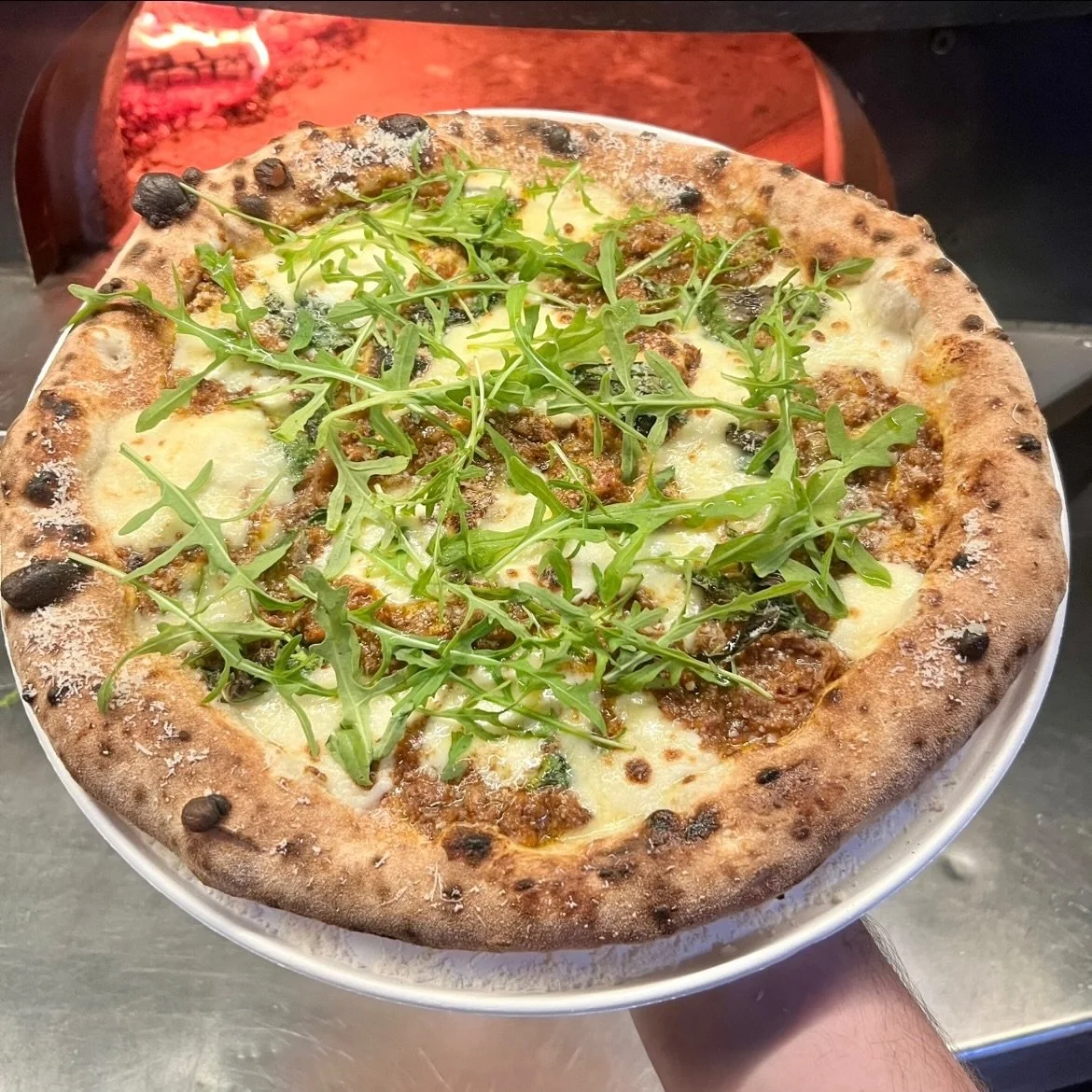 November Special 🍕🔥
Have you tried it yet?

- Beef short rib &amp; Italian sausage rag&ugrave;
- Fior di LattE
- B&eacute;chamel sauce
- Basil
- Parmigiano Reggiano
- Rocket

We&rsquo;ve been running this one all month and it&rsquo;s been flying - 