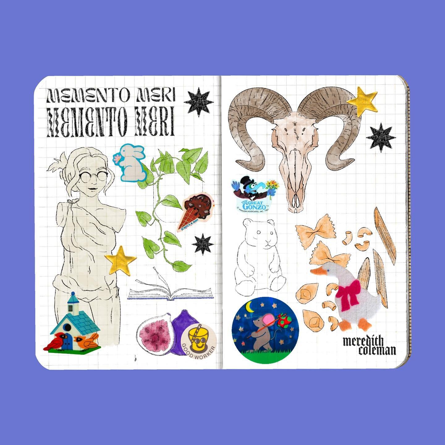 Memento Meri I: Howdy!
☁️
Memento Meri, a pun on memento mori, is something I imagined in 2021. It was meant to be a blog, a sketchbook, a collage, a project&mdash;a commonplace&mdash;for all the things that remind me that I am alive.  The title is b