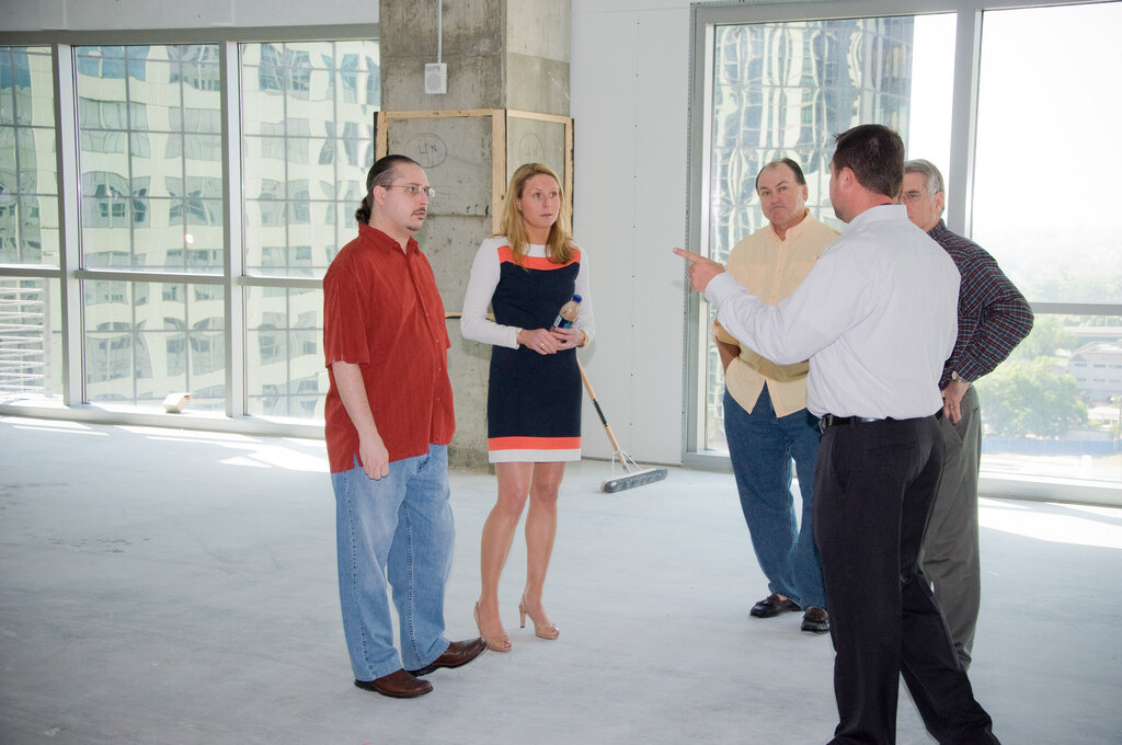 Voxeo senior leadership reviews the 10th floor build-out. Downtown Orlando.