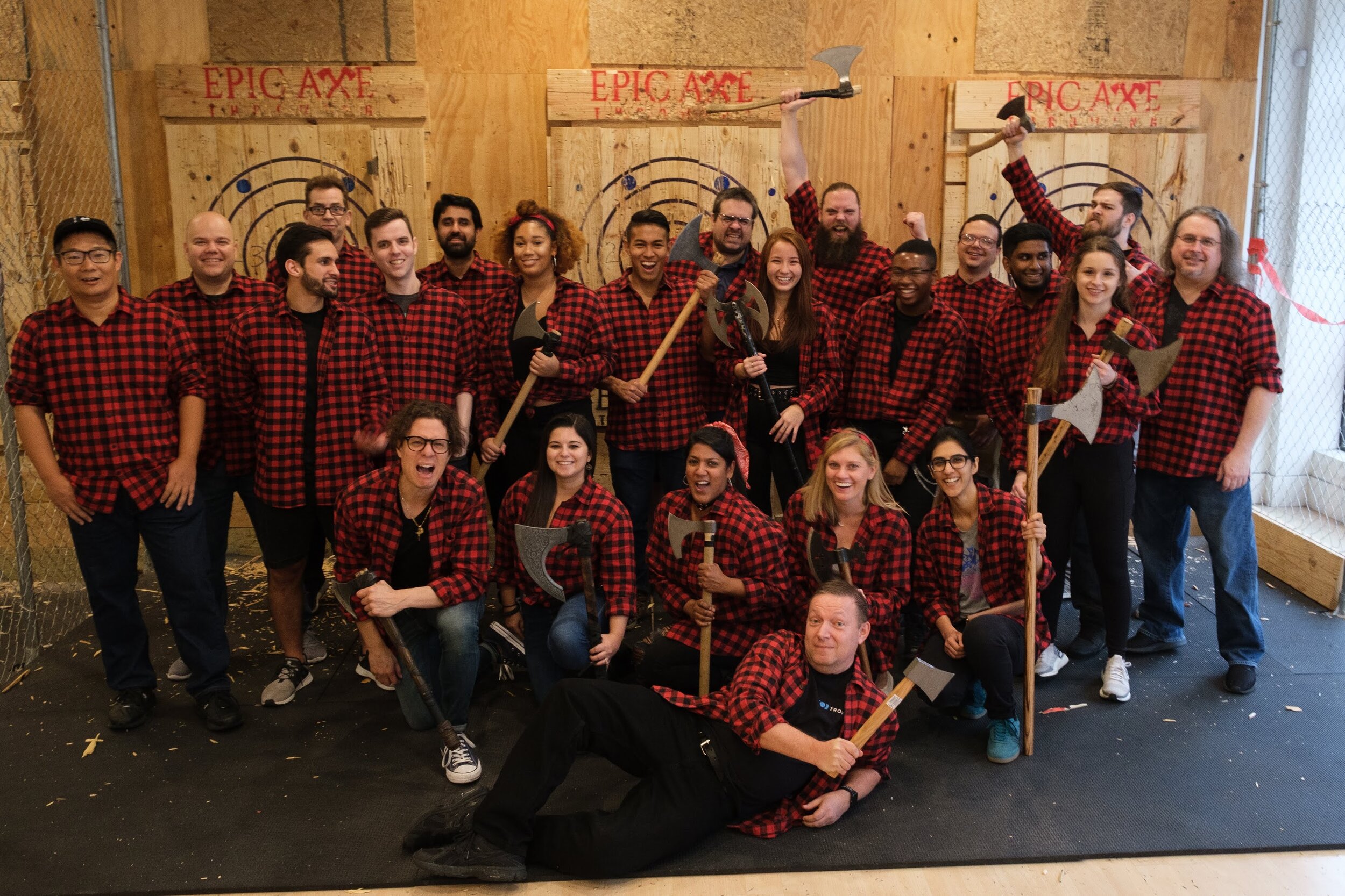 Sighthound axe throwing holiday party.