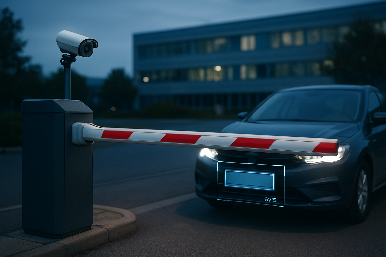 parking gate automatic access control with intelligent camera ALPR analytics, and edge AI vehicle identification