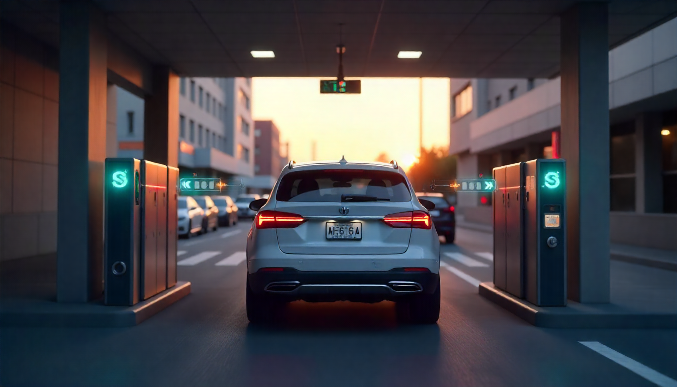 automated vehicle access using alpr camera with ai overlays lifting parking gate real time license plate recognition