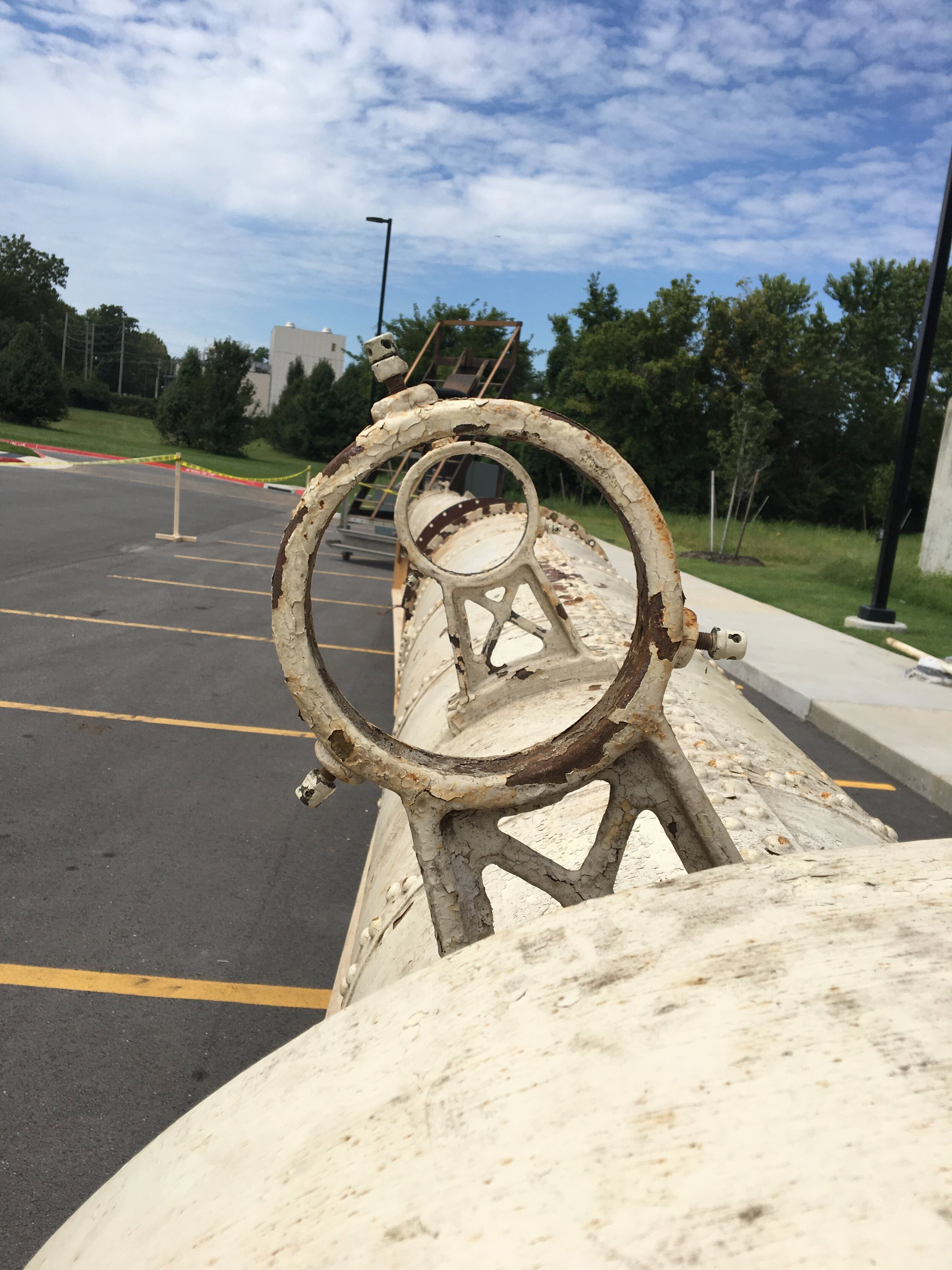 Image of the unloaded and aligned telescope pieces. Picture provided by Dr. Kate Auld, Board Chairperson.