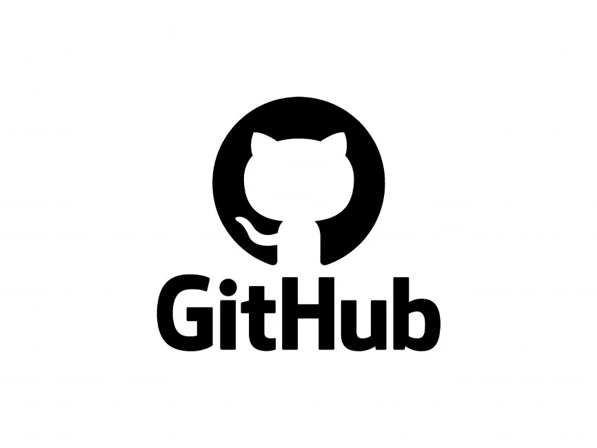 Black and white GitHub logo featuring an octocat in a circle above the word 'GitHub'.