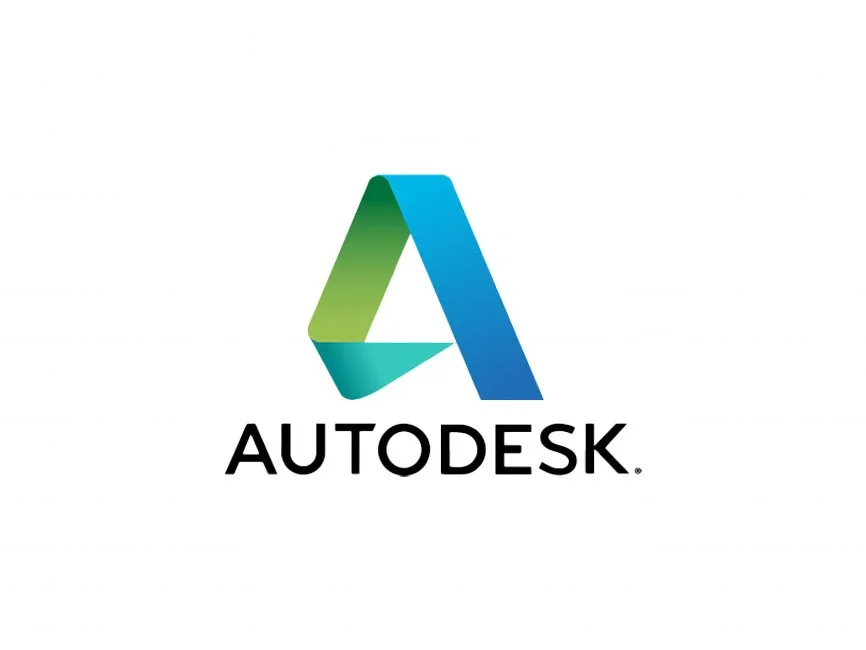 Autodesk logo consisting of a stylized triangular shape in green, light blue, and dark blue, with the word 'Autodesk' in black text below.