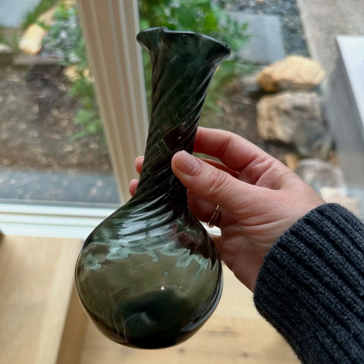 In love with the gray green color of this glass vase from Lyon 
SOLD