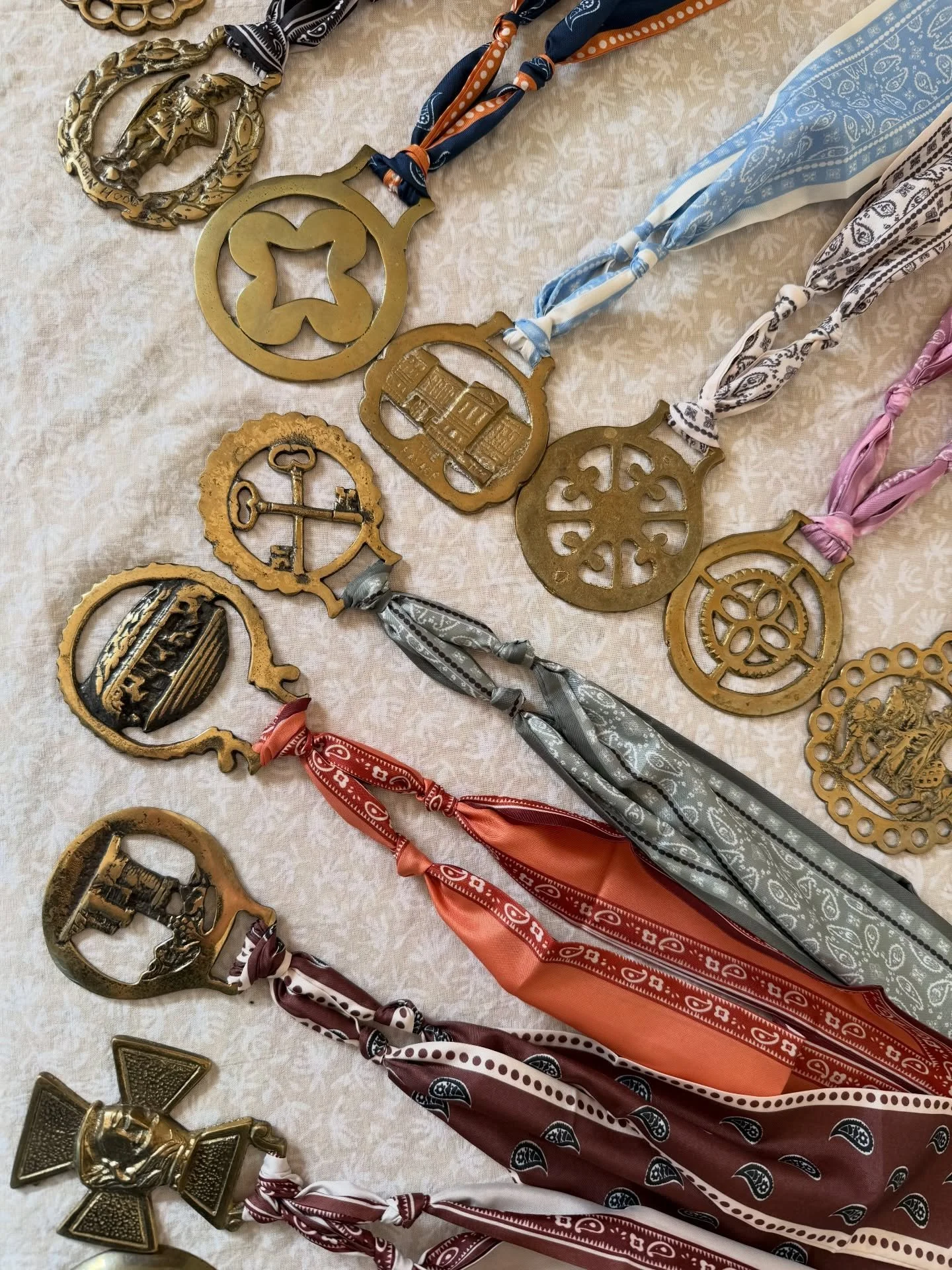 Vintage horse brass scarf necklaces available now on themainlinefind.com 🎖️