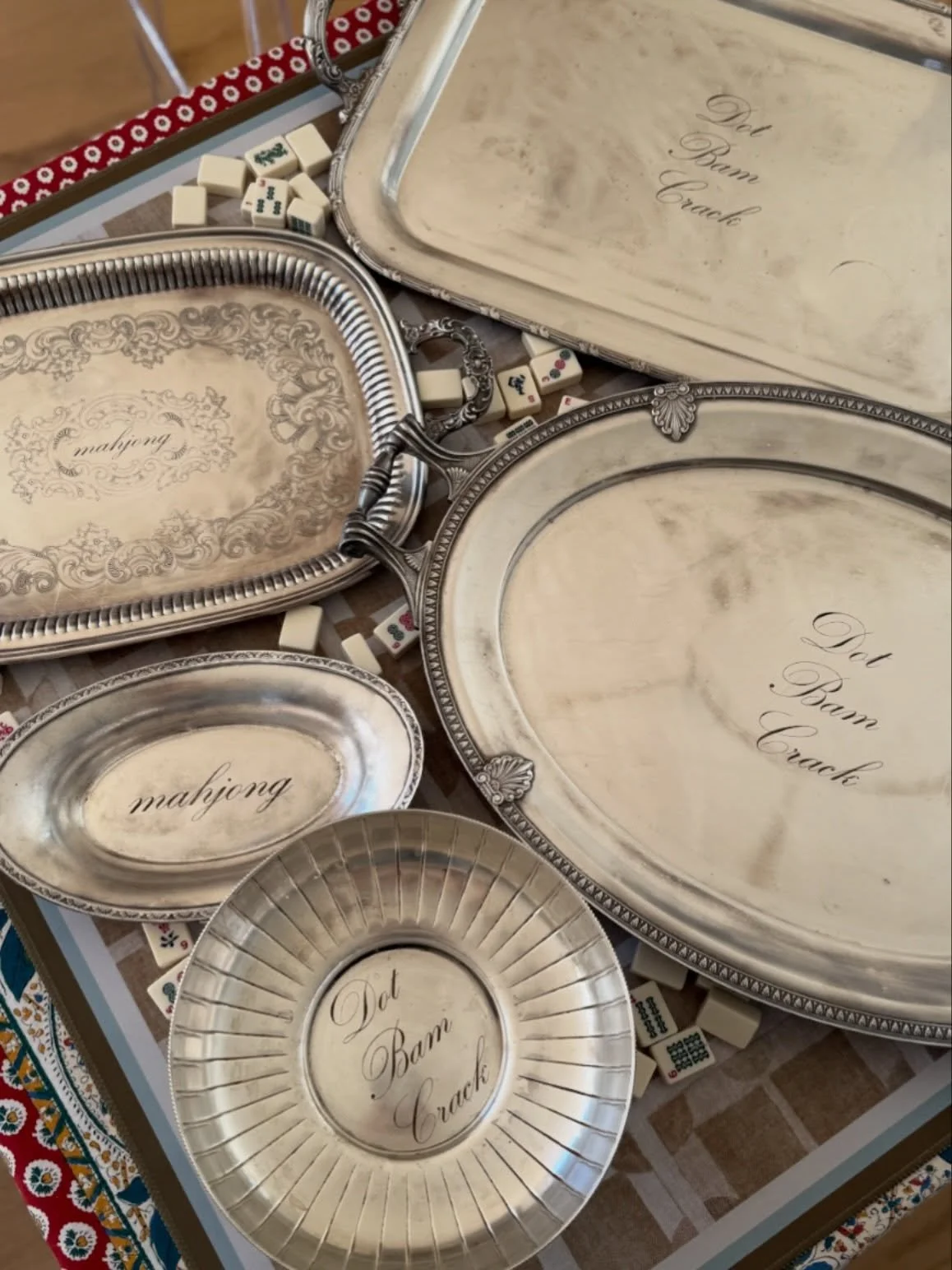 Mahjong has taken over!!! Playing and connecting with others who love mahj has been such a a joy 🀄️ and one highlight is hosting! I hope these pieces bring you some luck at your next Mahj party! LIVE on the website now!! Themainlinefind.com