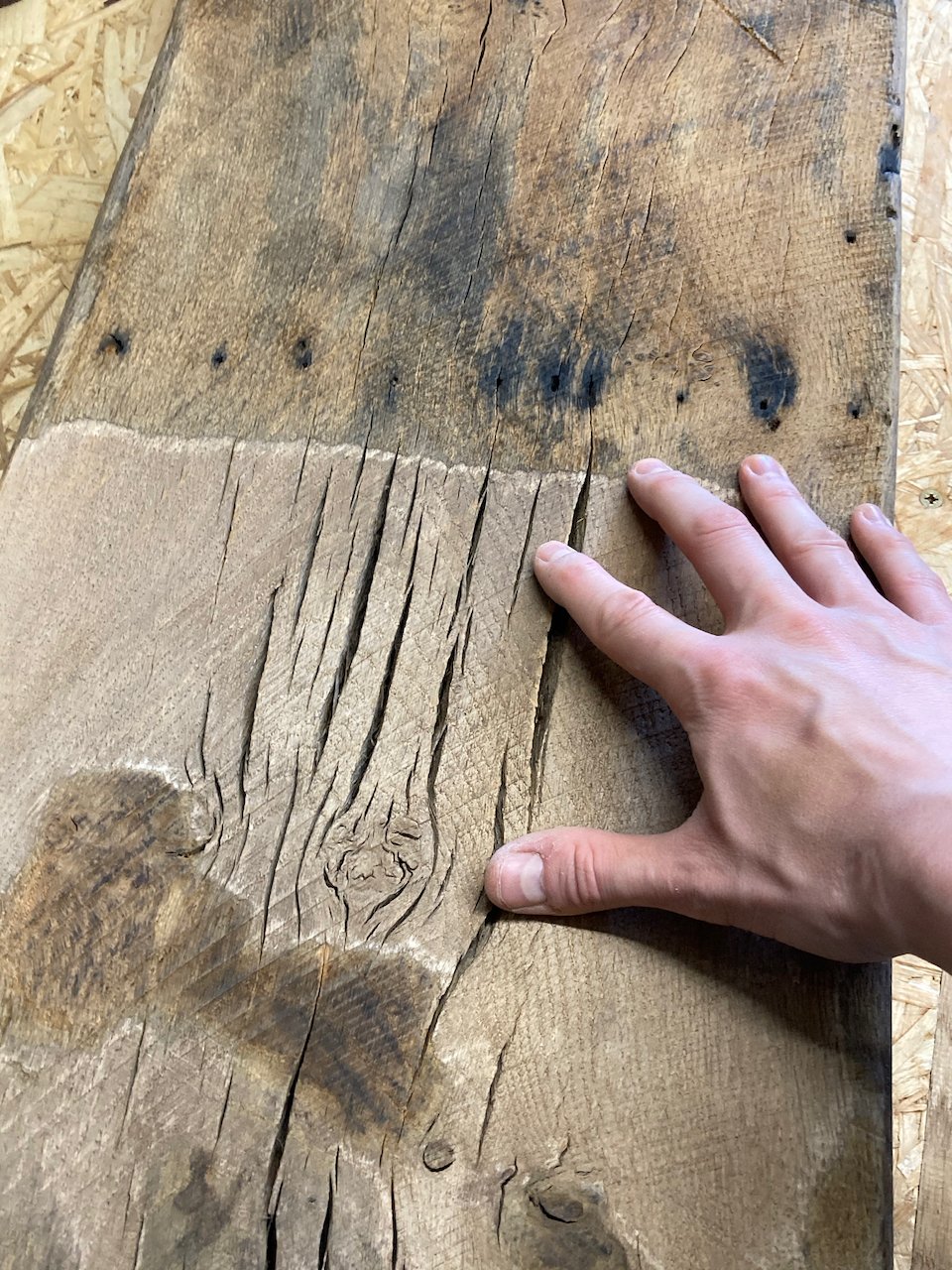 Reclaimed oak lintel bench