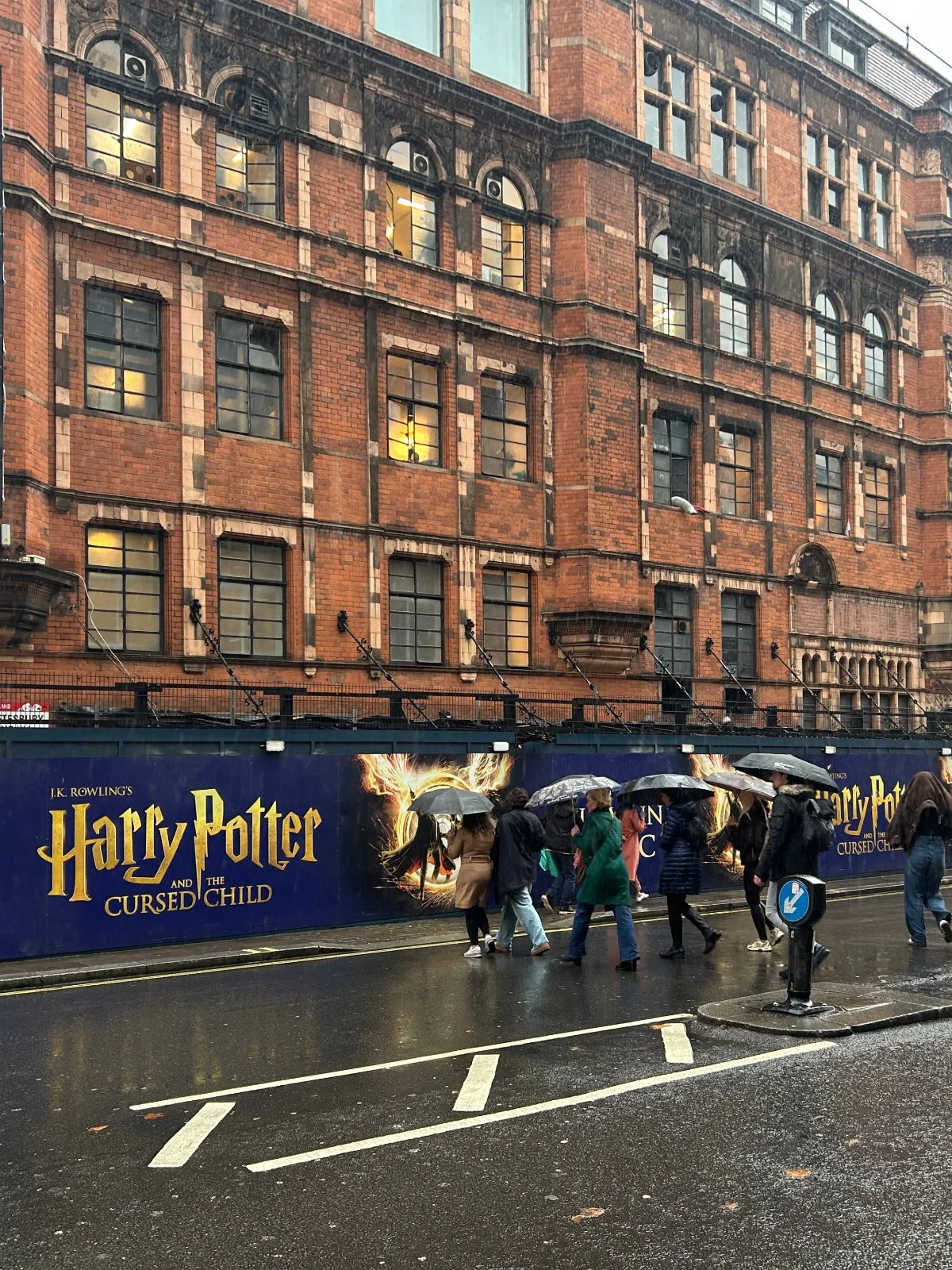 South frontage of the Grade II* listed Palace Theatre, London, showing the damaged decorative steel canopy prior to repair as part of sensitive conservation works.