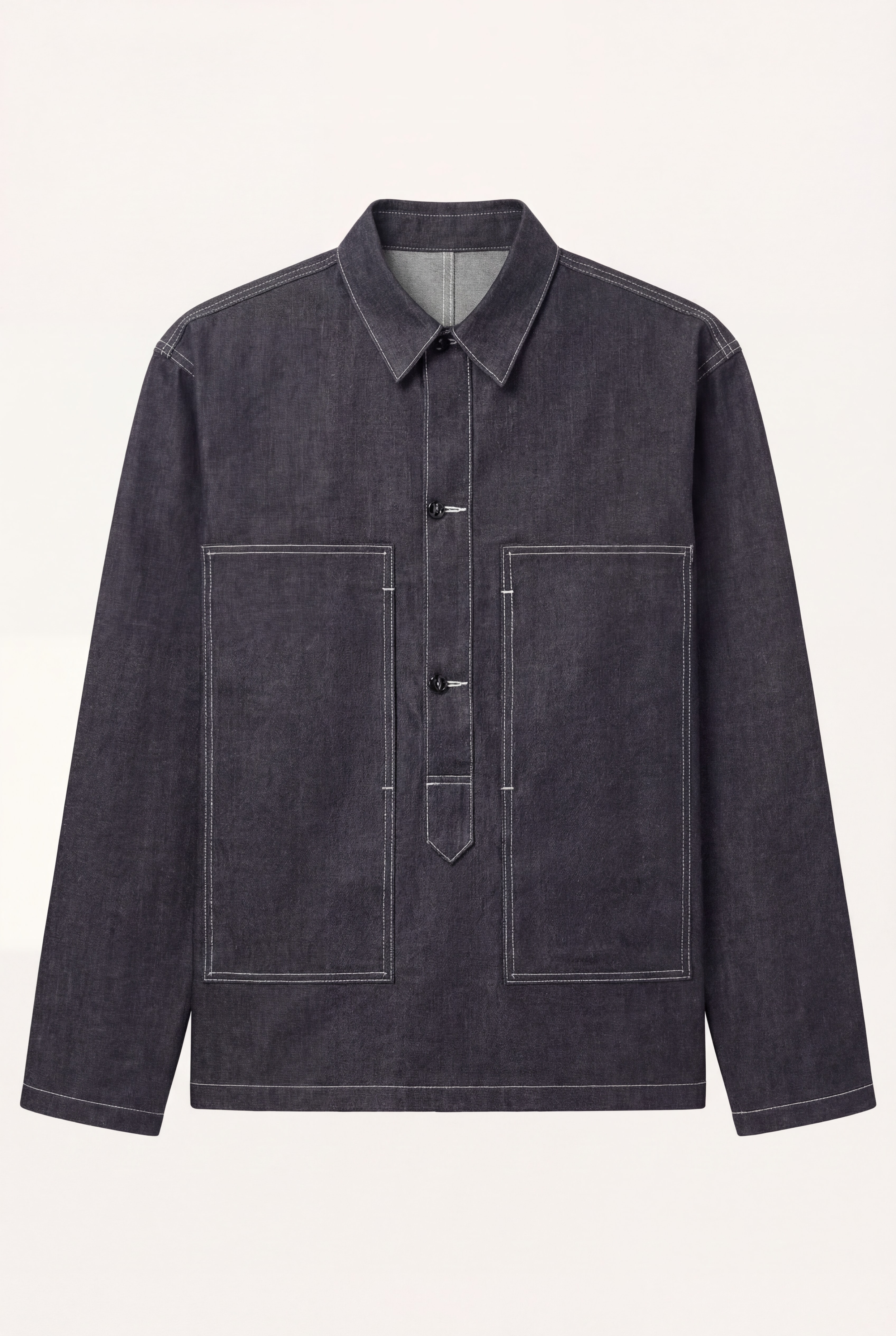 [ko'lon] Type US Army Denim Popover handcrafted selvedge denim popover shirt made in New York City