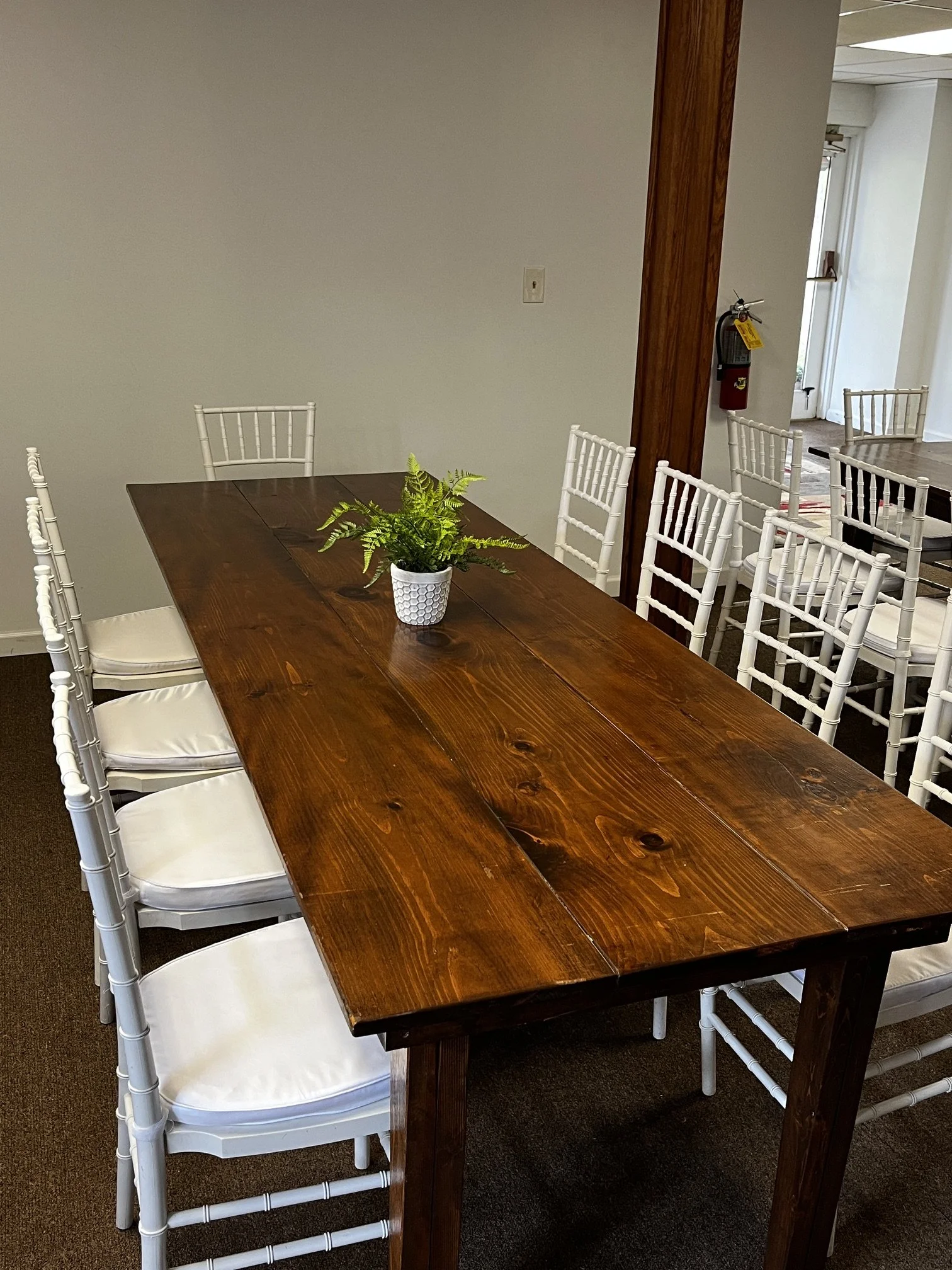 Farm Table indoor White Chiavari Chairs