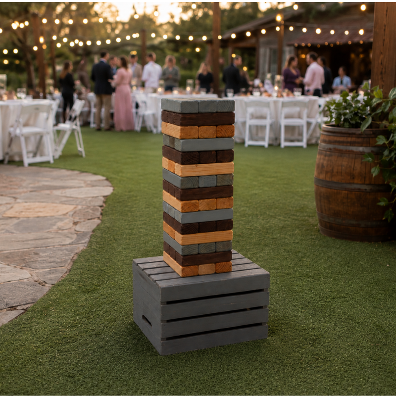 Giant Tumble Tower at Party Padded Chairs