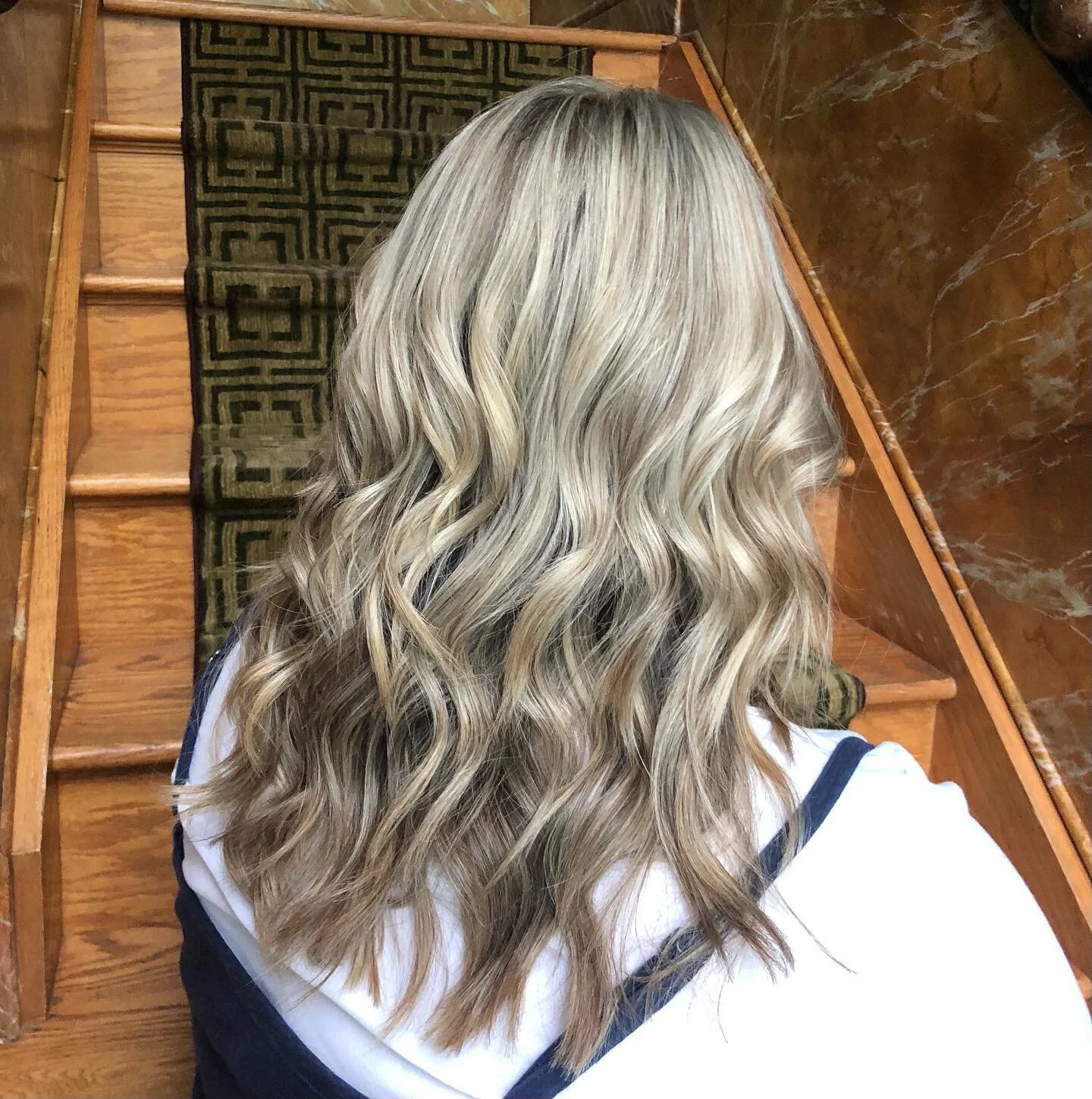 Highlights done by Anna today! #blondehighlights #blonde #avedacolour #aveda #curls