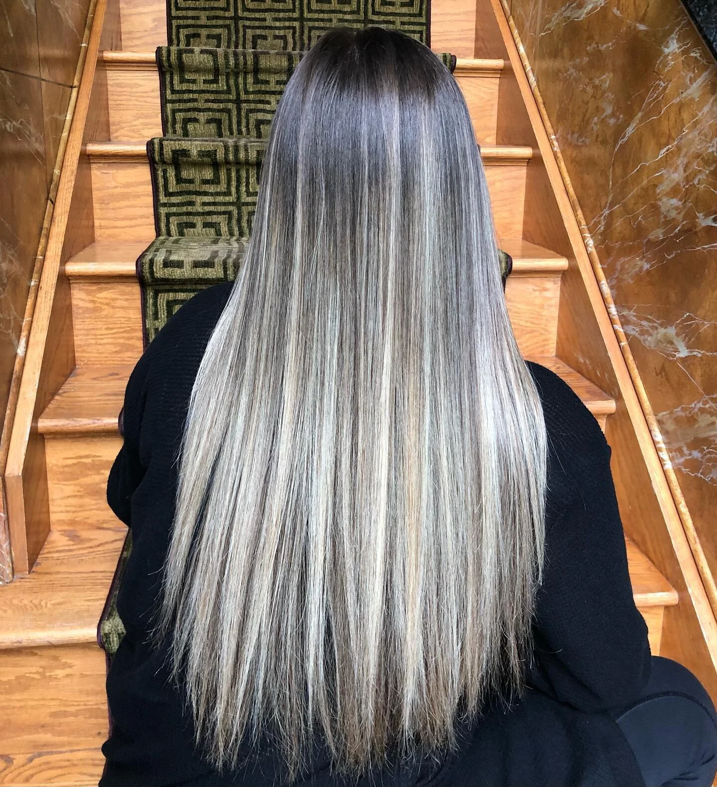 Balayage done by Alyssa today! #balayage #beigeblonde #beigebalayage #aveda #avedacolor #enlightener