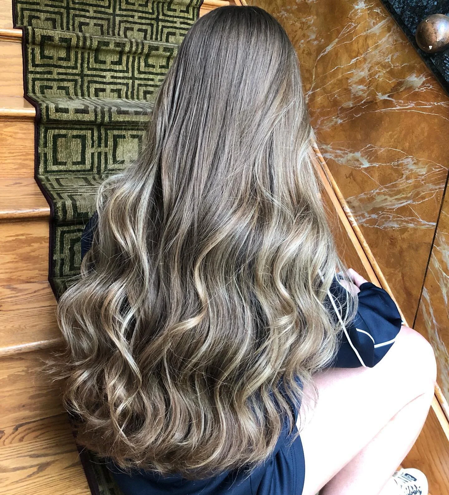 Natural sun-kissed Balayage done by Anna! #blonde #balayage #sunkissedbalayage #sunkissedhair #curls #aveda #avedacolor