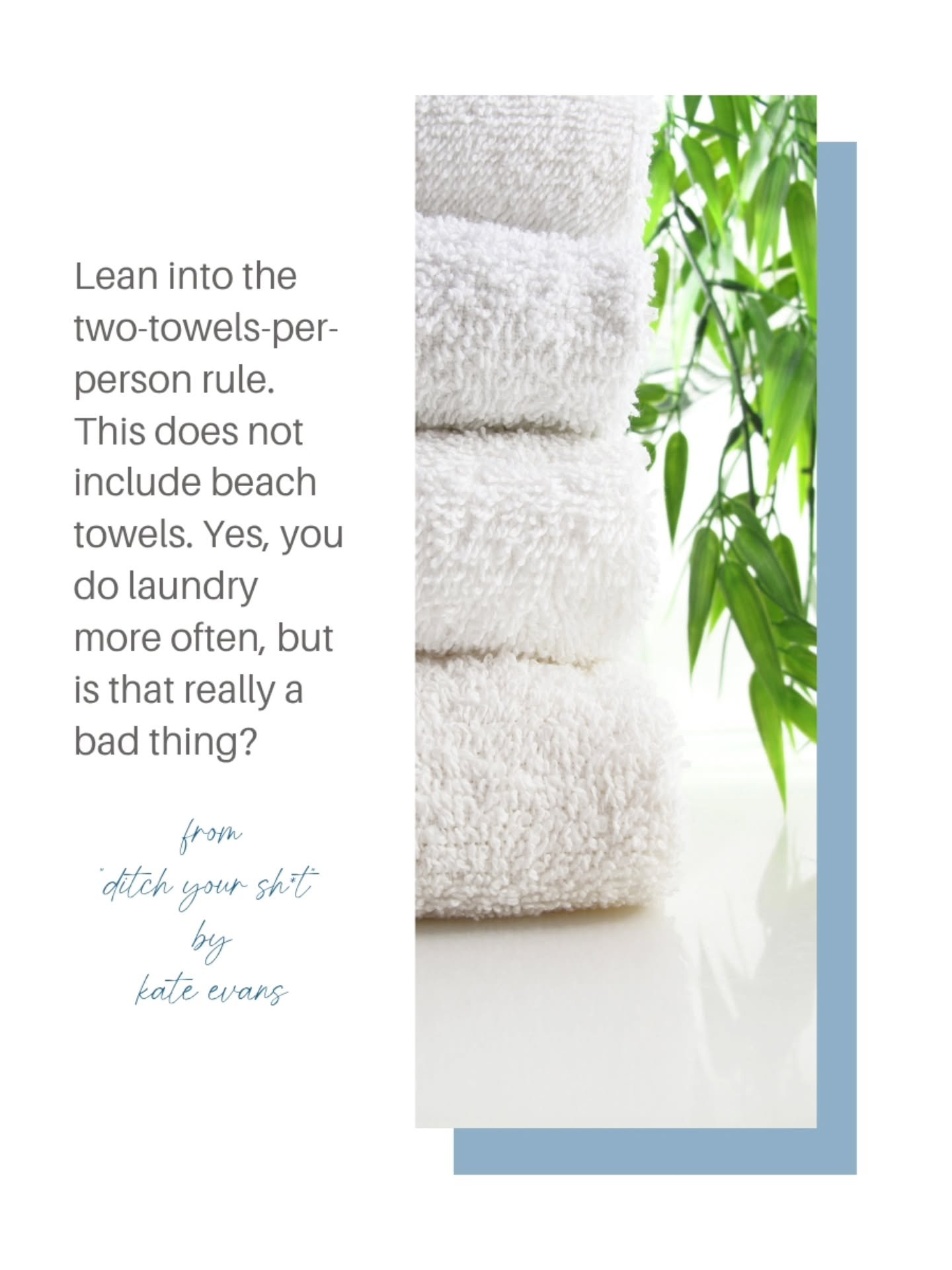 𝗧𝗼𝘄𝗲𝗹𝘀 𝘁𝗮𝗸𝗲 𝘂𝗽 𝙖 𝙡𝙤𝙩 𝗼𝗳 𝘀𝗽𝗮𝗰𝗲!

There are only two people in my house and four big towels plus beach towels, microfiber towels for my hair, washcloths, and a couple of other random towel-like things take up SO much room. 

But 