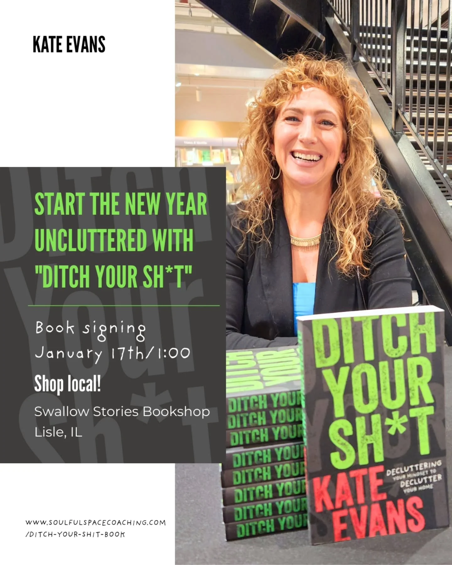 𝗦𝘁𝗮𝗿𝘁 𝘆𝗼𝘂𝗿 𝗻𝗲𝘄 𝘆𝗲𝗮𝗿 𝗼𝗳𝗳 𝗿𝗶𝗴𝗵𝘁 𝘄𝗶𝘁𝗵 𝘆𝗼𝘂𝗿 𝗼𝘄𝗻 𝘀𝗶𝗴𝗻𝗲𝗱 𝗰𝗼𝗽𝘆 𝗼𝗳 𝘿𝙞𝙩𝙘𝙝 𝙔𝙤𝙪𝙧 𝙎𝙝*𝙩: 𝘿𝙚𝙘𝙡𝙪𝙩𝙩𝙚𝙧𝙞𝙣𝙜 𝙔𝙤𝙪𝙧 𝙈𝙞𝙣𝙙𝙨𝙚𝙩 𝙩𝙤 𝘿𝙚𝙘𝙡𝙪𝙩𝙩𝙚𝙧 𝙔𝙤𝙪𝙧 𝙃𝙤𝙢𝙚.

Meet author Kate Evans