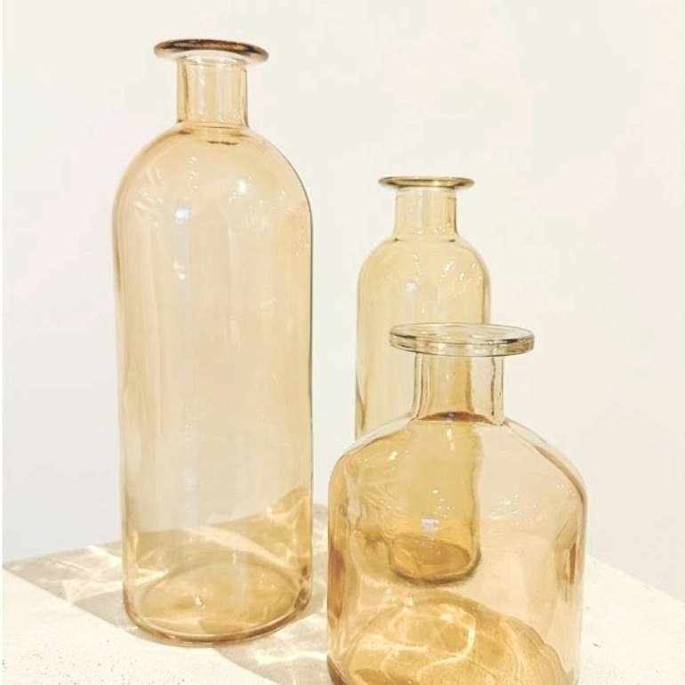 Amber Glass Bud Vases