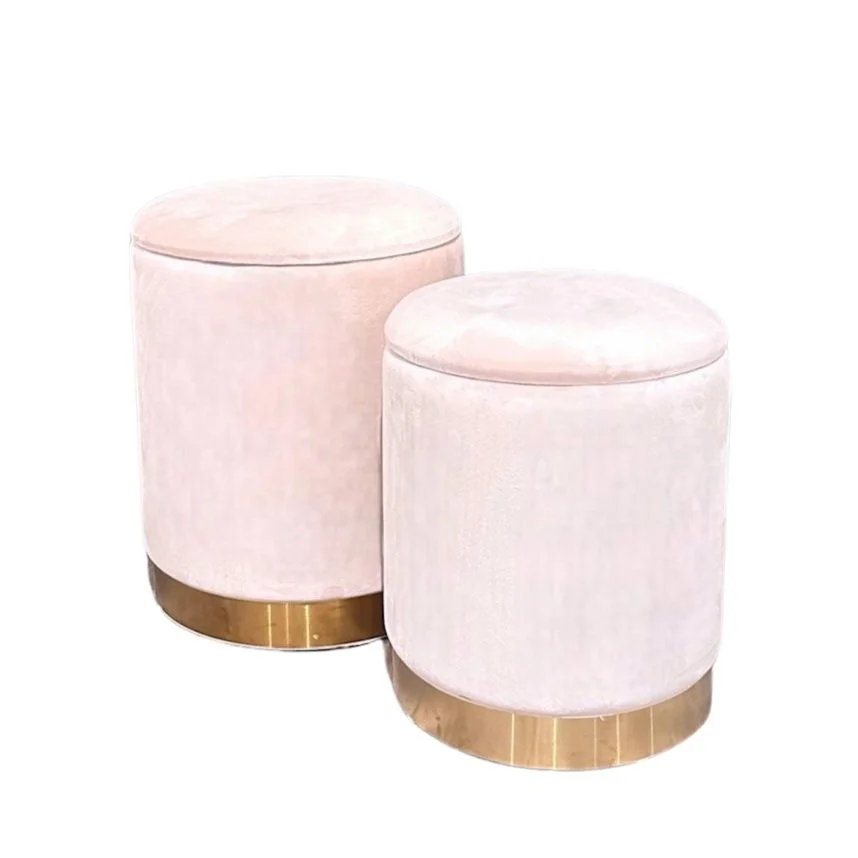 Blush Velvet Poufs