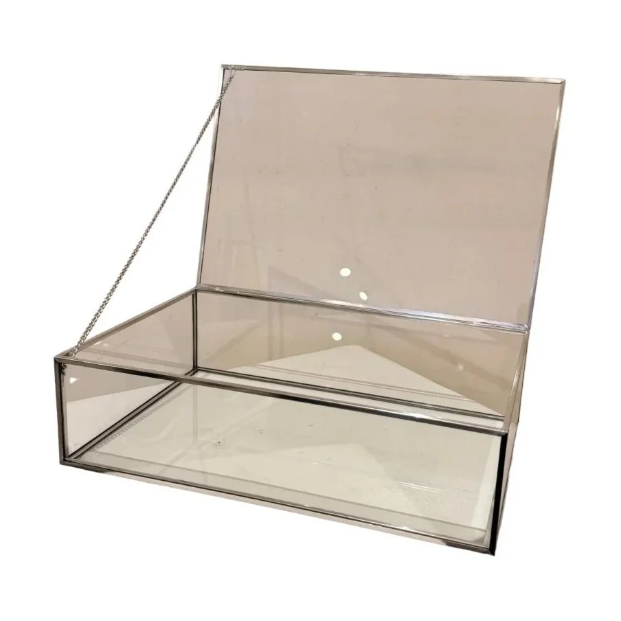 Clear Glass and Silver Card Box