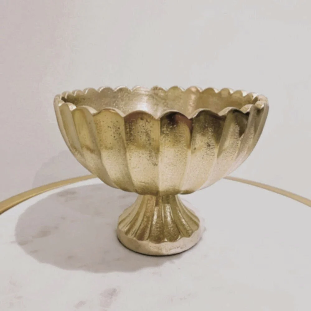 Lia Small Gold Scalloped Compote