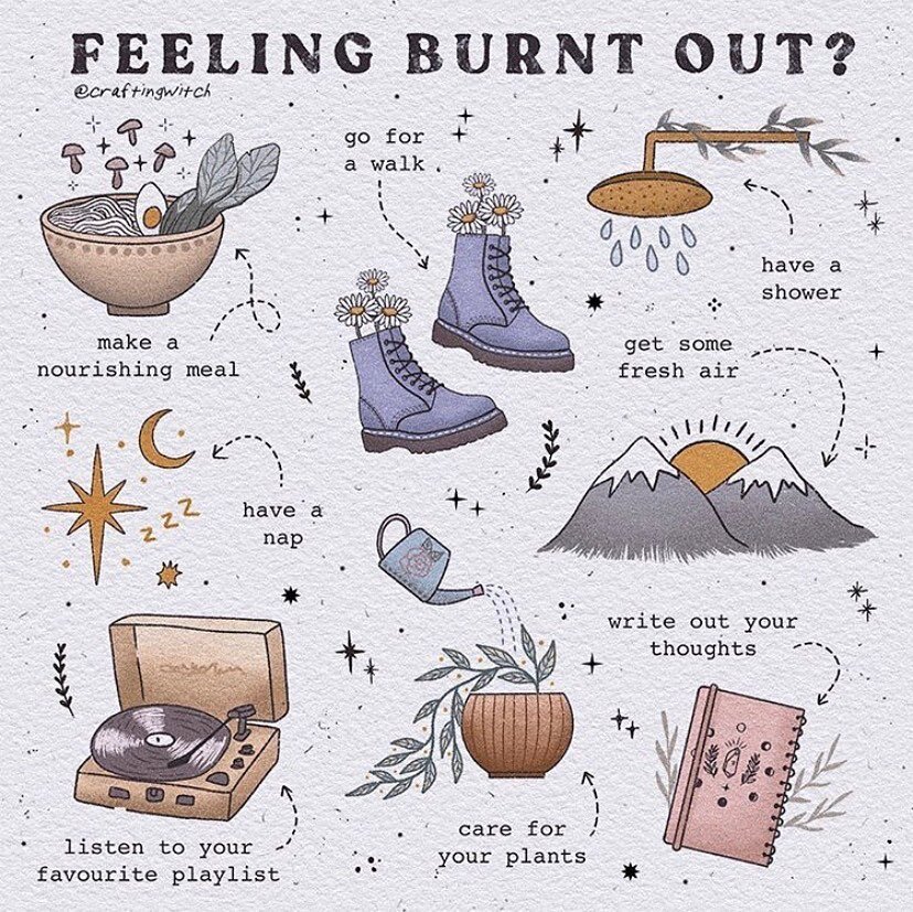 Some methods you can try if you are feeling burnt out. 🖤 #nurtureyoungblackminds #NYBM #mentalhealth #meditation #selfcare