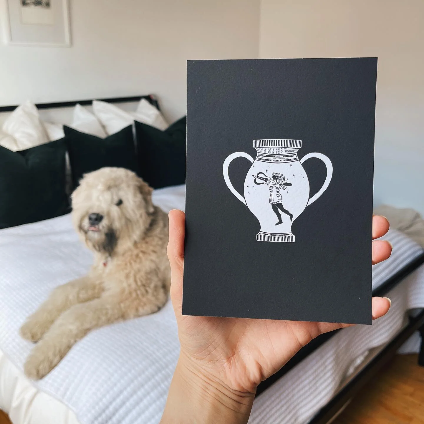 Georgie was very excited about my delivery today and wanted to get in on the action. Do you see his little tongue?? πΎ I’m also ogling over this paper texture and so happy with how these turned out! Amphora prints are now available in my shop!!